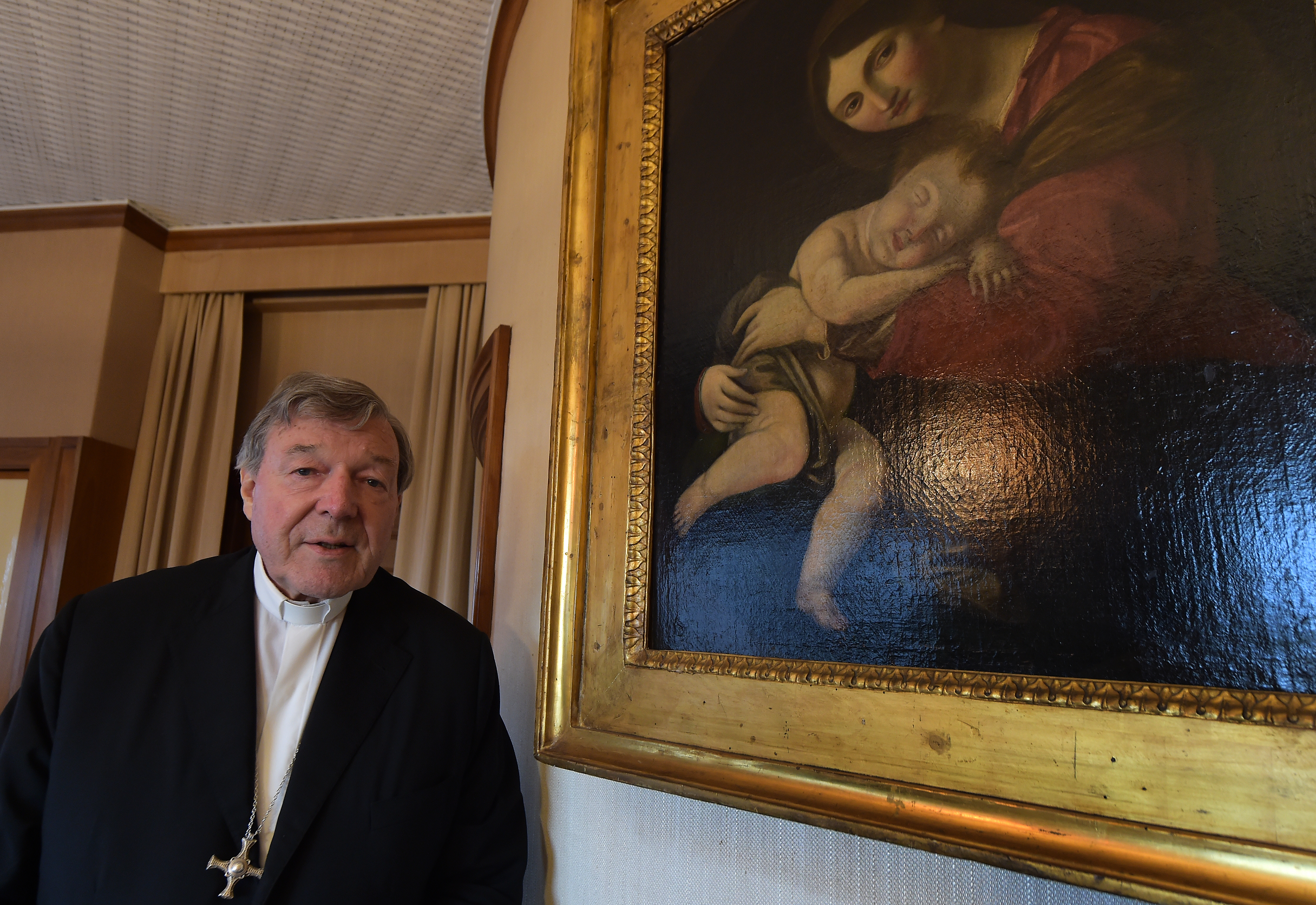 Australian Cardinal George Pell poses at his office in the San Giovanni Tower at the Vatican on Oct.16, 2014. (Eric Vandeville—Sipa USA, via AP)
