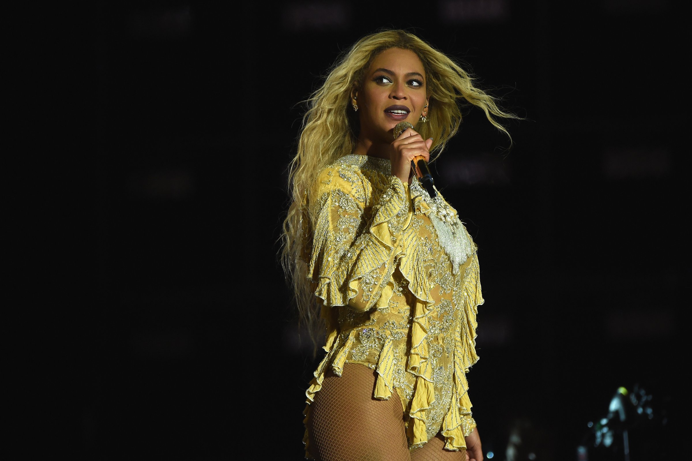Entertainer Beyonce performs on stage during closing night of "The Formation World Tour" at MetLife Stadium on October 7, 2016 in East Rutherford, New Jersey.