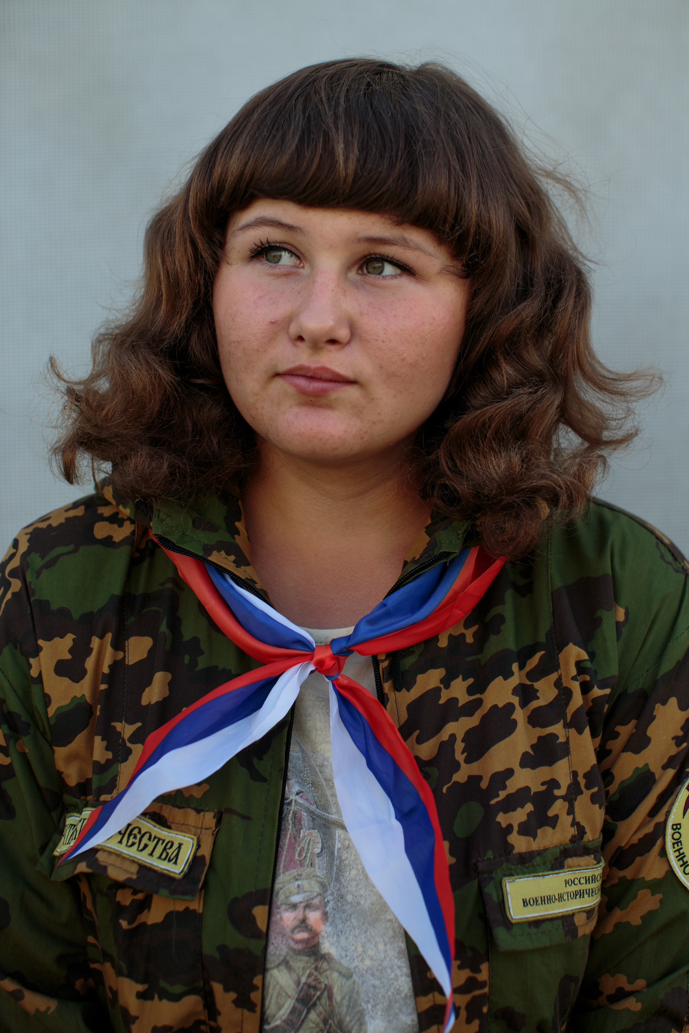 Vika Meshkova, age 14, from Radyukino. Russia, poses for a portrait. The camp is free for all kids to attend.