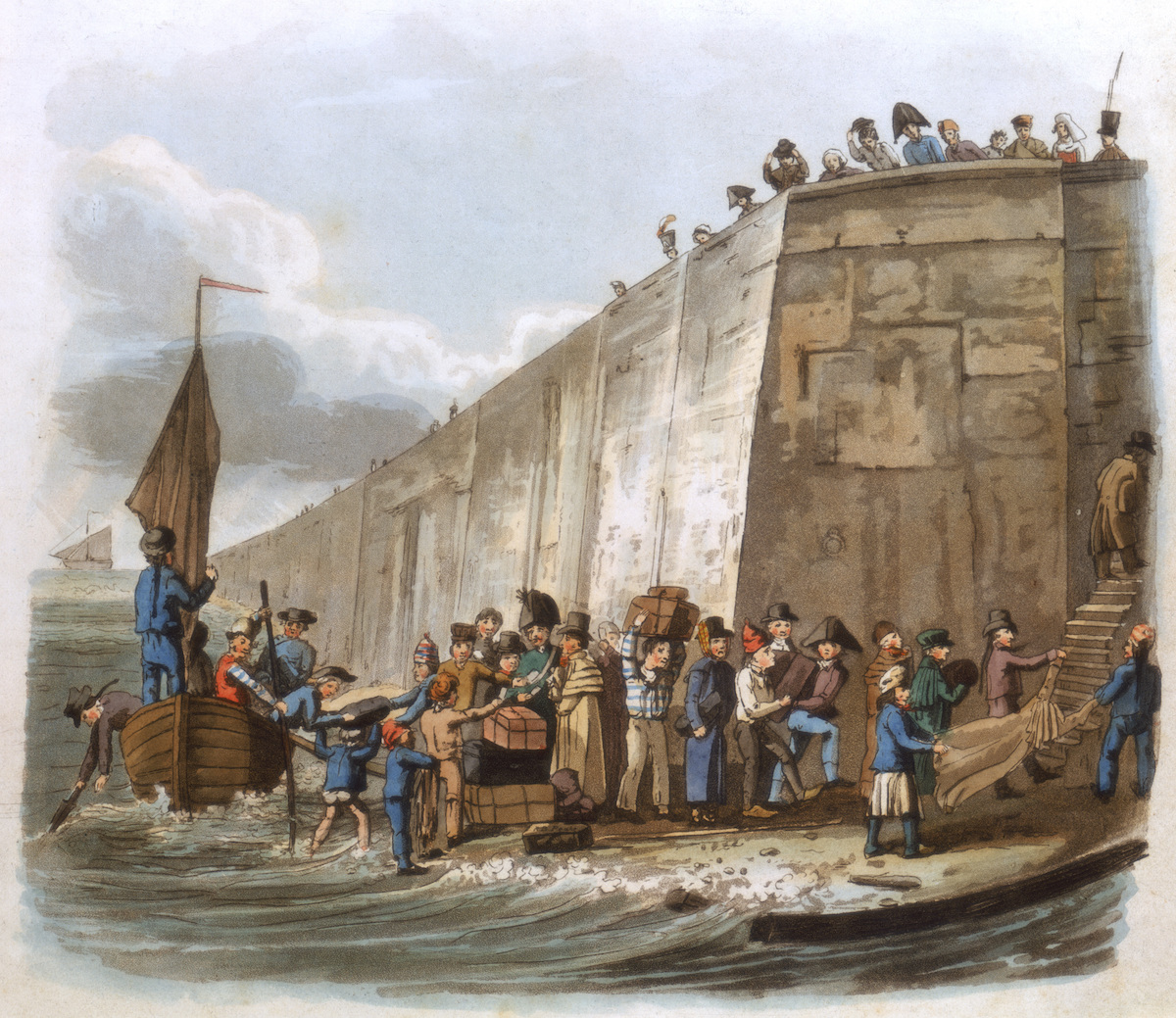 'Arrival at Calais', 1816. From French Characteristic Costume. (Print Collector/Getty Images)