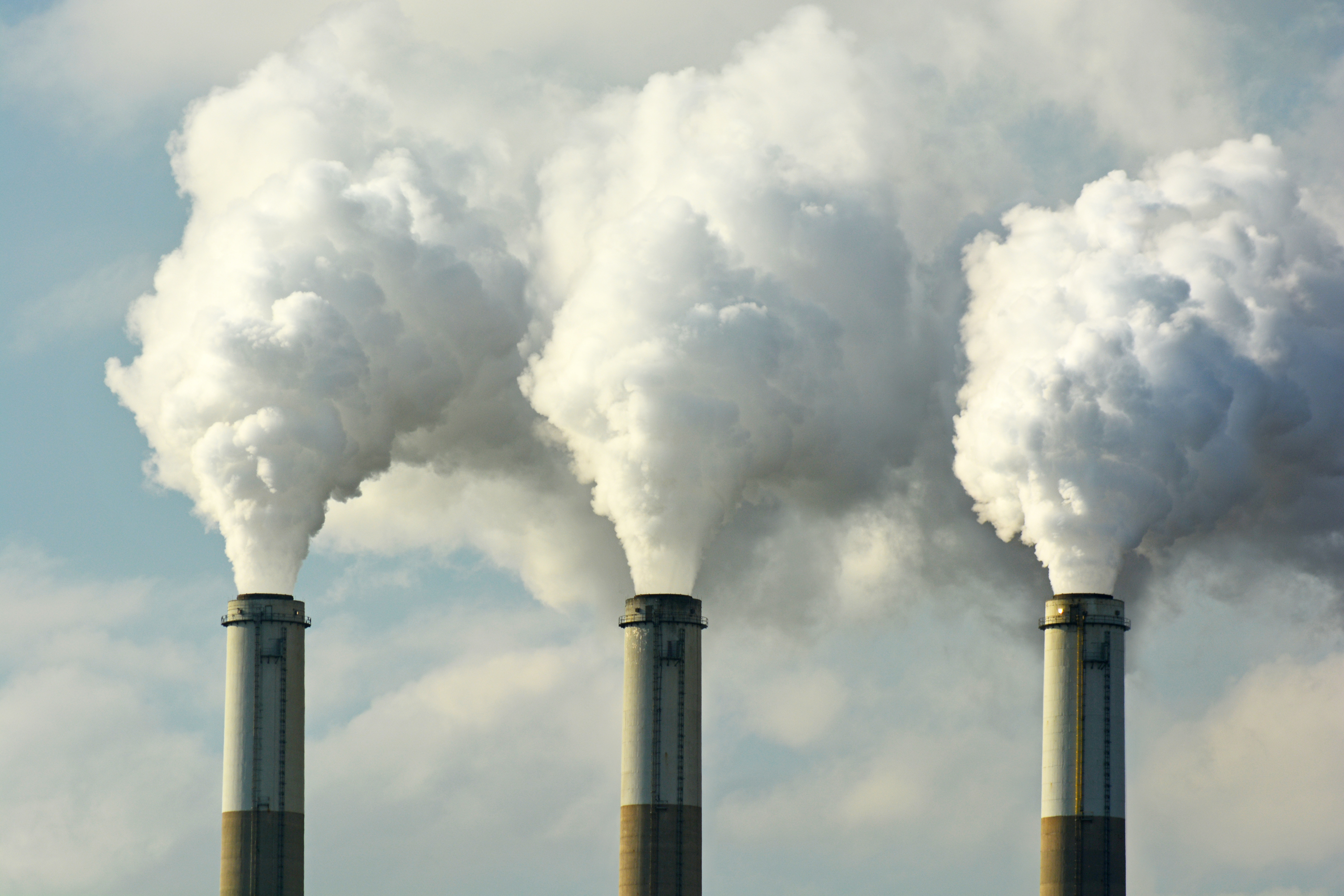 Coal Fossil Fuel Power Plant Smokestacks Emit Carbon Dioxide Pollution