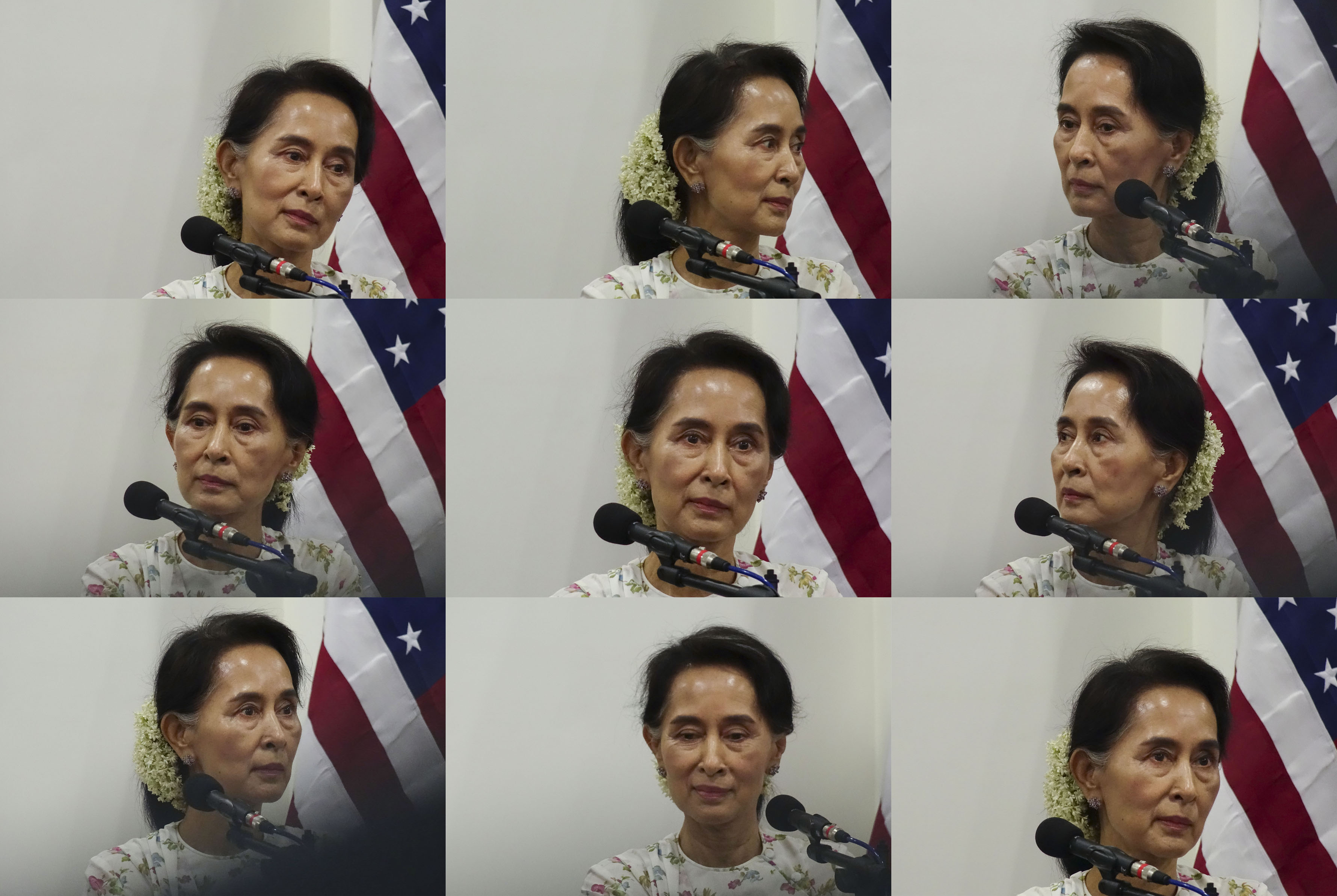 Naypyidaw, Myanmar, June, 2016. Aung San Suu Kyi, Minister of Foreign Affairs and State Counselor  of Myanmar (Burma) holds a press conference with U.S. Secretary of State John Kerry.