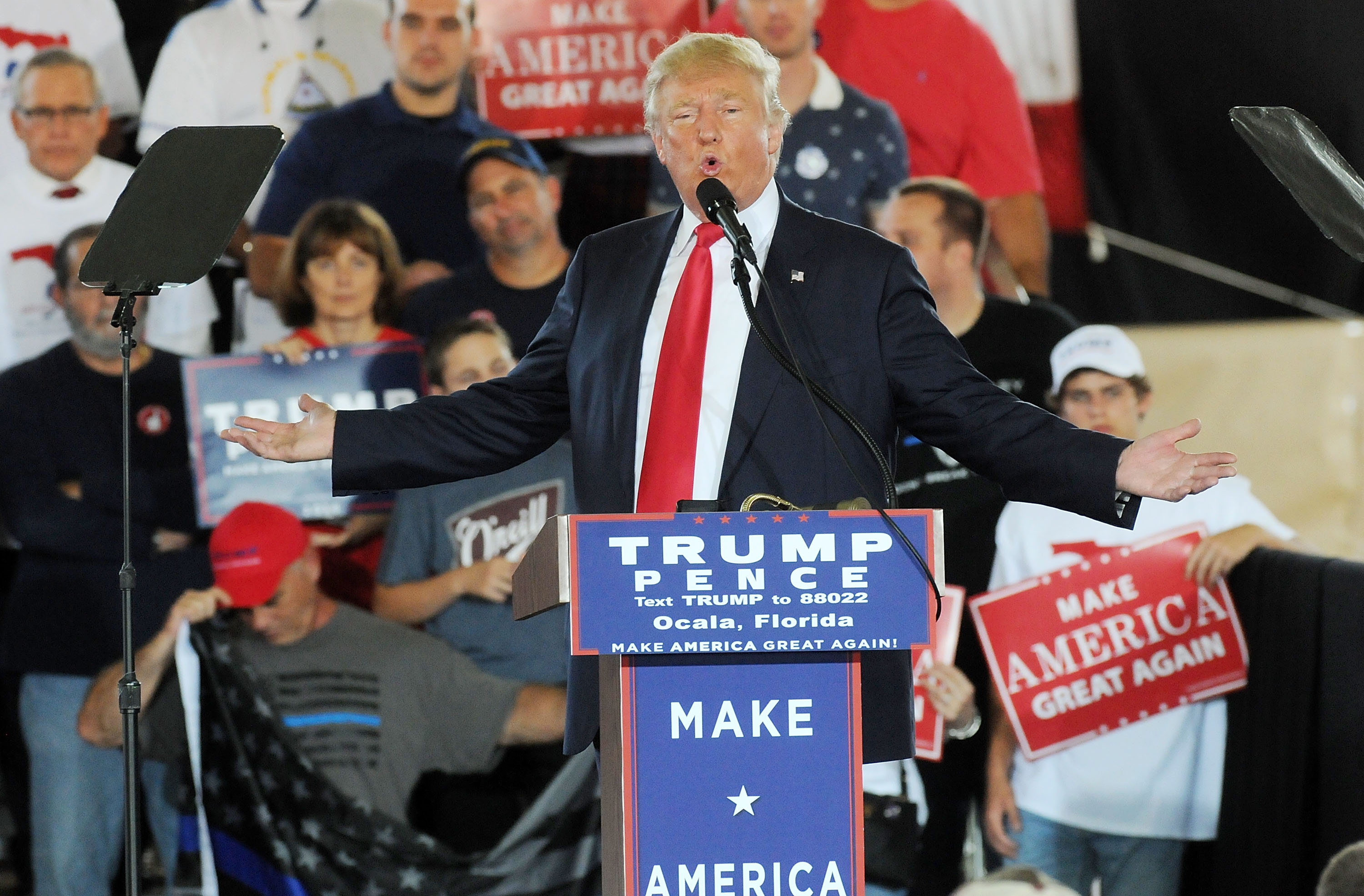 GOP Presidential Nominee Donald Trump Campaigns In Battleground State Of Florida