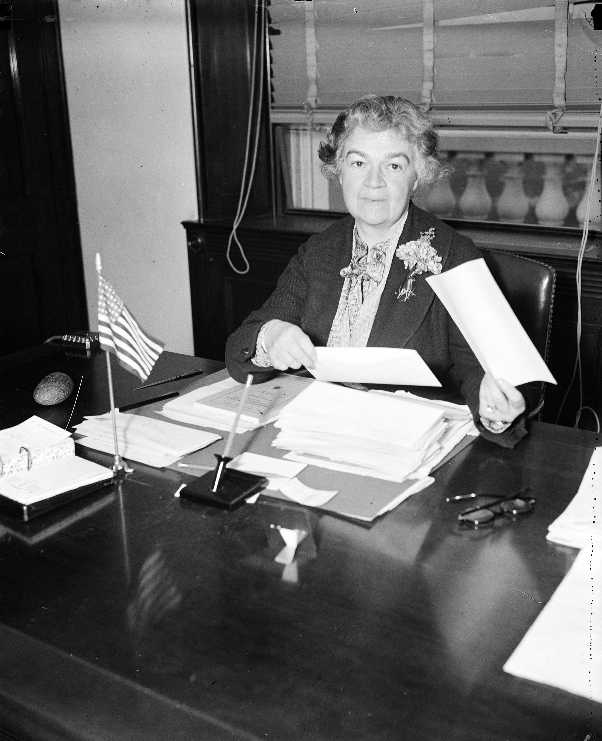 Edith Nourse Rogers at her desk, 1936.