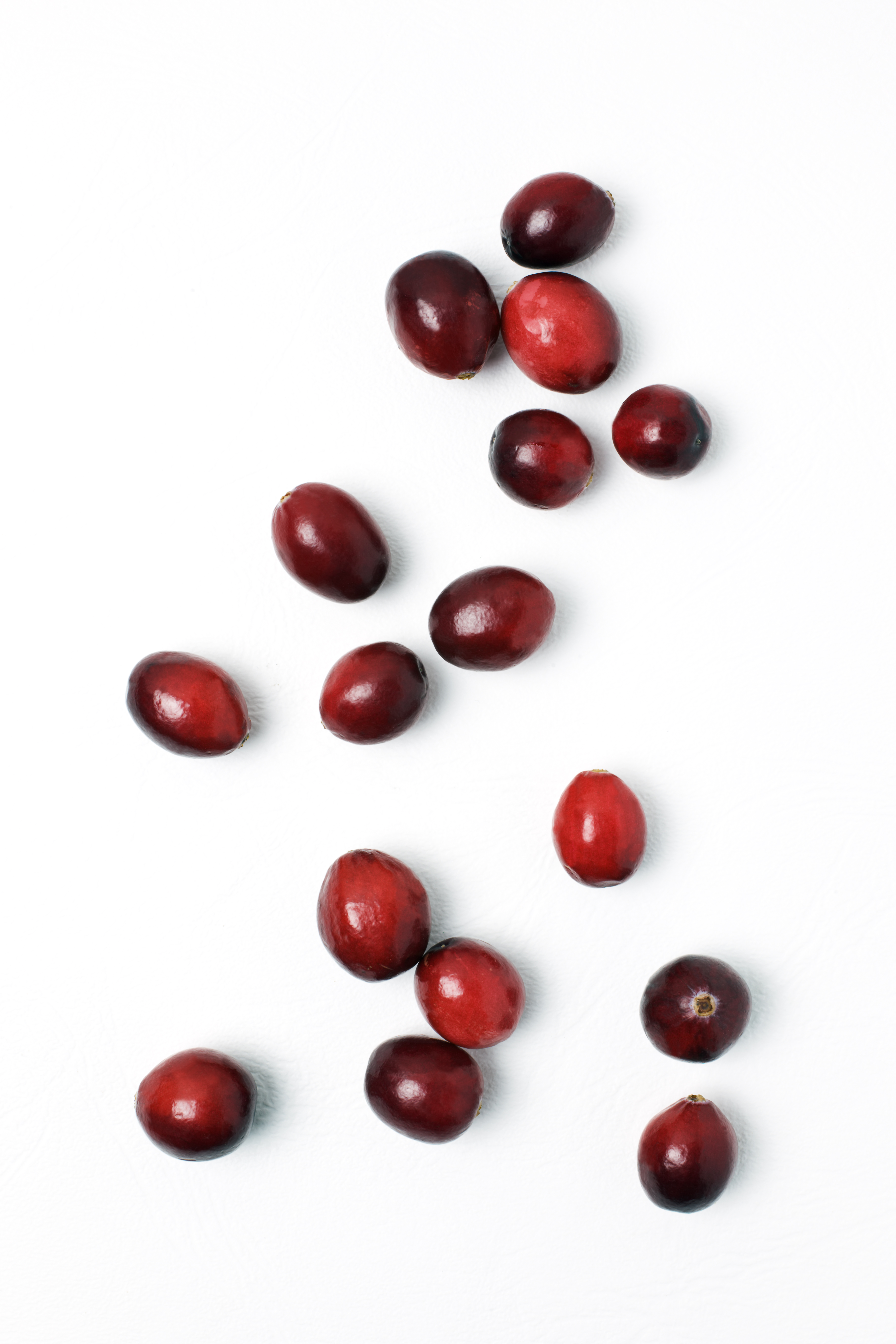 Cranberries against white background