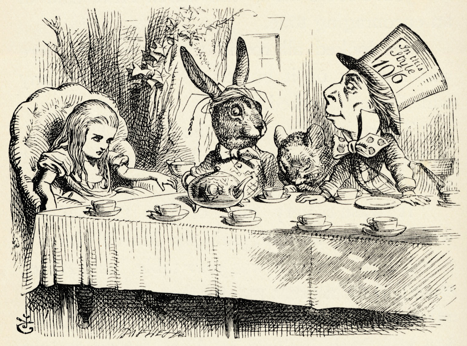 Alice in Wonderland - the Mad Hatter's Tea Party - from the book by Lewis Carroll (Charles Lutwidge Dodgson), English children's writer and mathematician 27 January 1832- 14 January 1898. First published 1865. Illustrations by John Tenniel 1820-1914.  (Photo by Culture Club/Getty Images) (Culture Club&mdash;Getty Images)