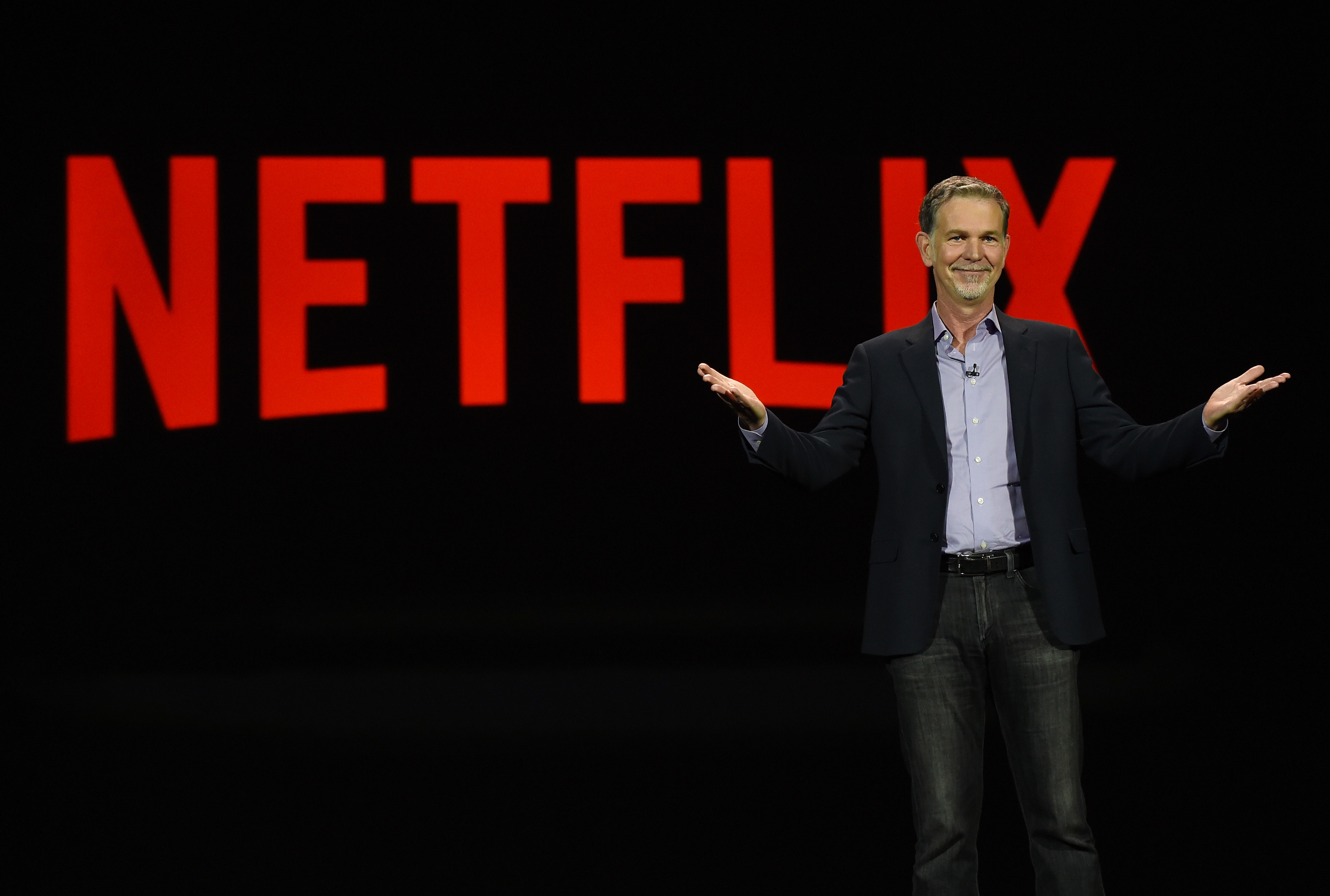 Netflix CEO Reed Hastings delivers a keynote address at CES 2016 at The Venetian Las Vegas in Las Vegas on Jan. 6, 2016. (Ethan Miller—Getty Images)