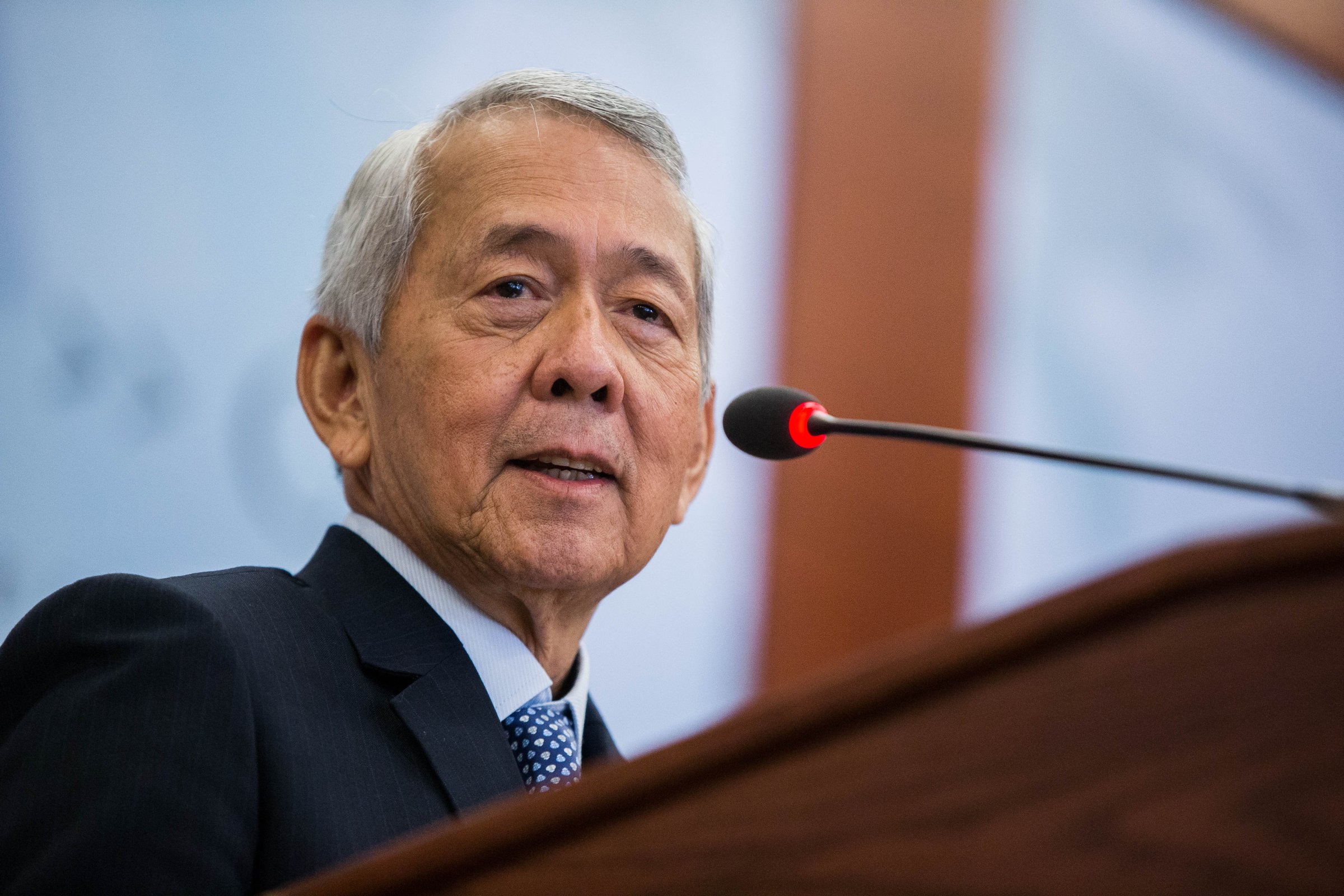 Secretary of Foreign Affairs of the Philippines Perfecto Yasay Jr. speaks during a forum at the Center for Strategic and International Studies headquarters in Washington, D.C., Sept. 15, 2016.