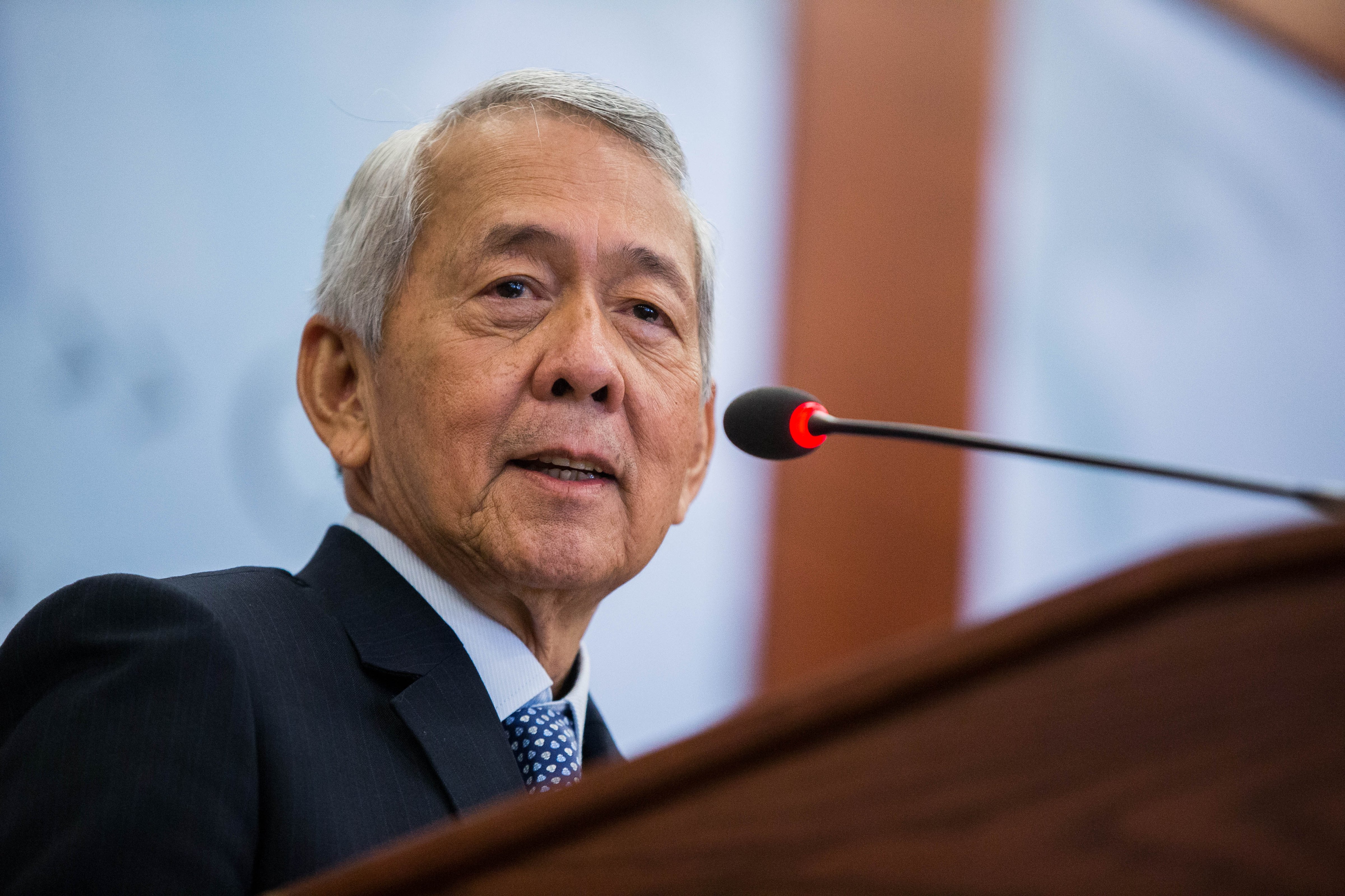 Secretary of Foreign Affairs of the Philippines Perfecto Yasay Jr. speaks during a forum at the Center for Strategic and International Studies headquarters in Washington, D.C.,  Sept. 15, 2016. (Zach Gibson—AFP/Getty Images)