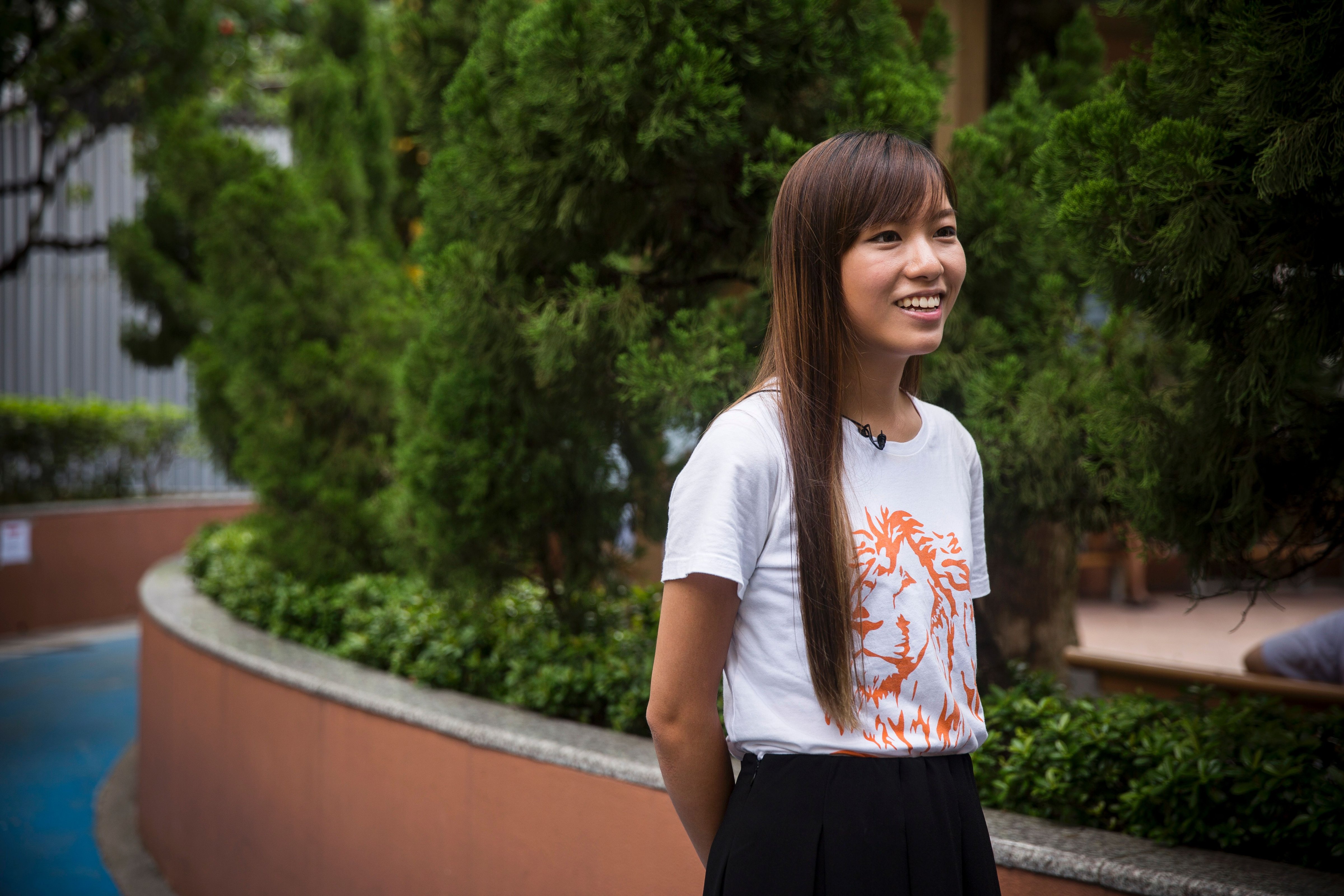 This picture taken on Sept. 15, 2016, shows Yau Wai Ching, from the political party Youngspiration, who was elected to the Hong Kong Legislative Council as a member for West Kowloon in the recent 2016 legislative elections (Isaac Lawrence—AFP/Getty Images)