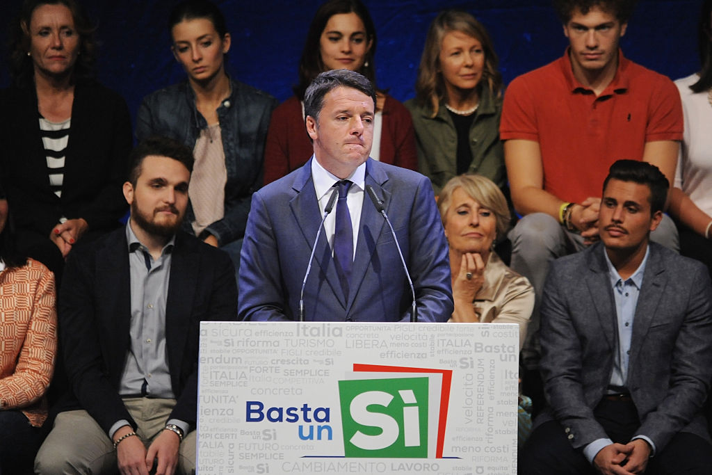Italian Prime Minister Matteo Renzi officially opens the national campaign for the "Yes" vote in the constitutional referendum at Obihall on September 29, 2016 in Florence, Italy.  The result of the governmental referendum that will change the Constitution is considered crucial for the political future of Italy and for the personal future of its Prime Minister. It will be held on December 4, 2016. (Laura Lezza&mdash;Getty Images)