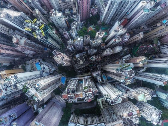 Over the streets of Hong Kong