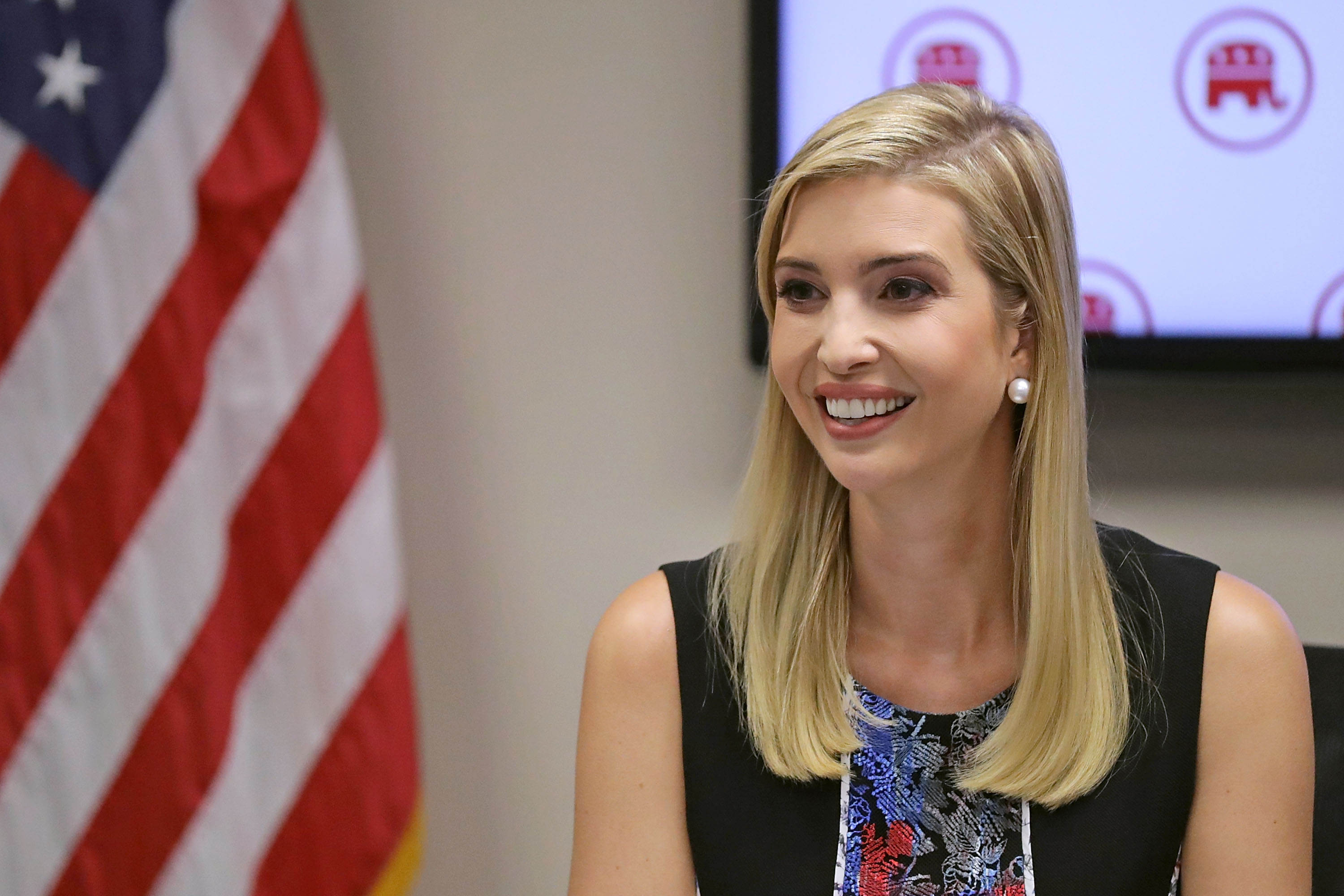 Ivanka Trump, daughter of Republican presidential nominee Donald Trump, visits with women GOP members of Congress at the Republican National Committee headquarters on Capitol Hill on Sept. 20, 2016 in Washington, DC. (Chip Somodevilla/Getty Images)