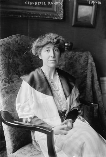 Jeannette Pickering Rankin (1880-1973), a member of the House of Representatives who was elected in 1916 as the first woman to serve in the U.S. Congress.