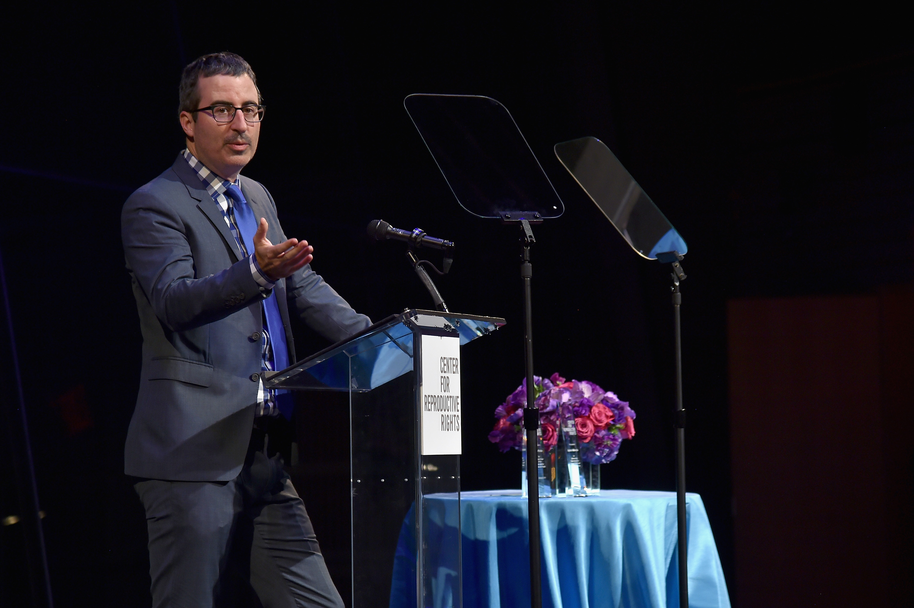 John Oliver speaks onstage at The Center for Reproductive Rights 2016 Gala at the Jazz at Lincoln Center on October 25, 2016 in New York City. (Michael Loccisano&mdash;Getty Images)