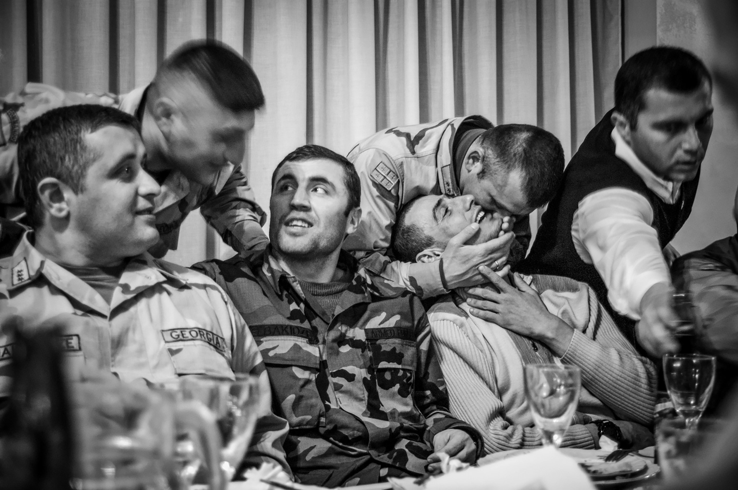 Farewell party for the first Georgian soldiers deployed to Iraq. Tbilisi, 2005