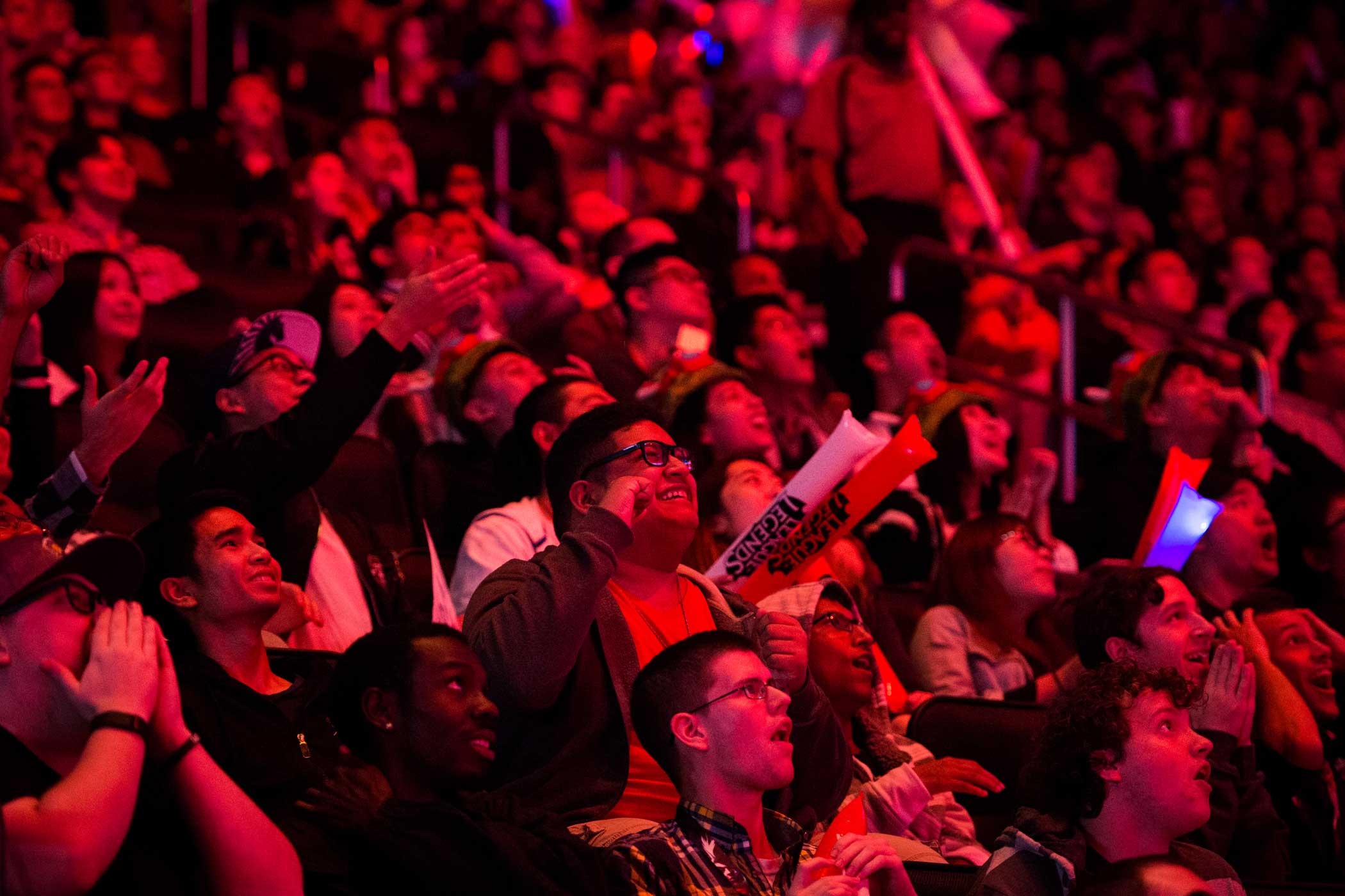 Fans cheer during the first semifinal match between SK Telecom T1 and ROX Tigers on Friday night at Madison Square Garden. Mark Kauzlarich for TIME