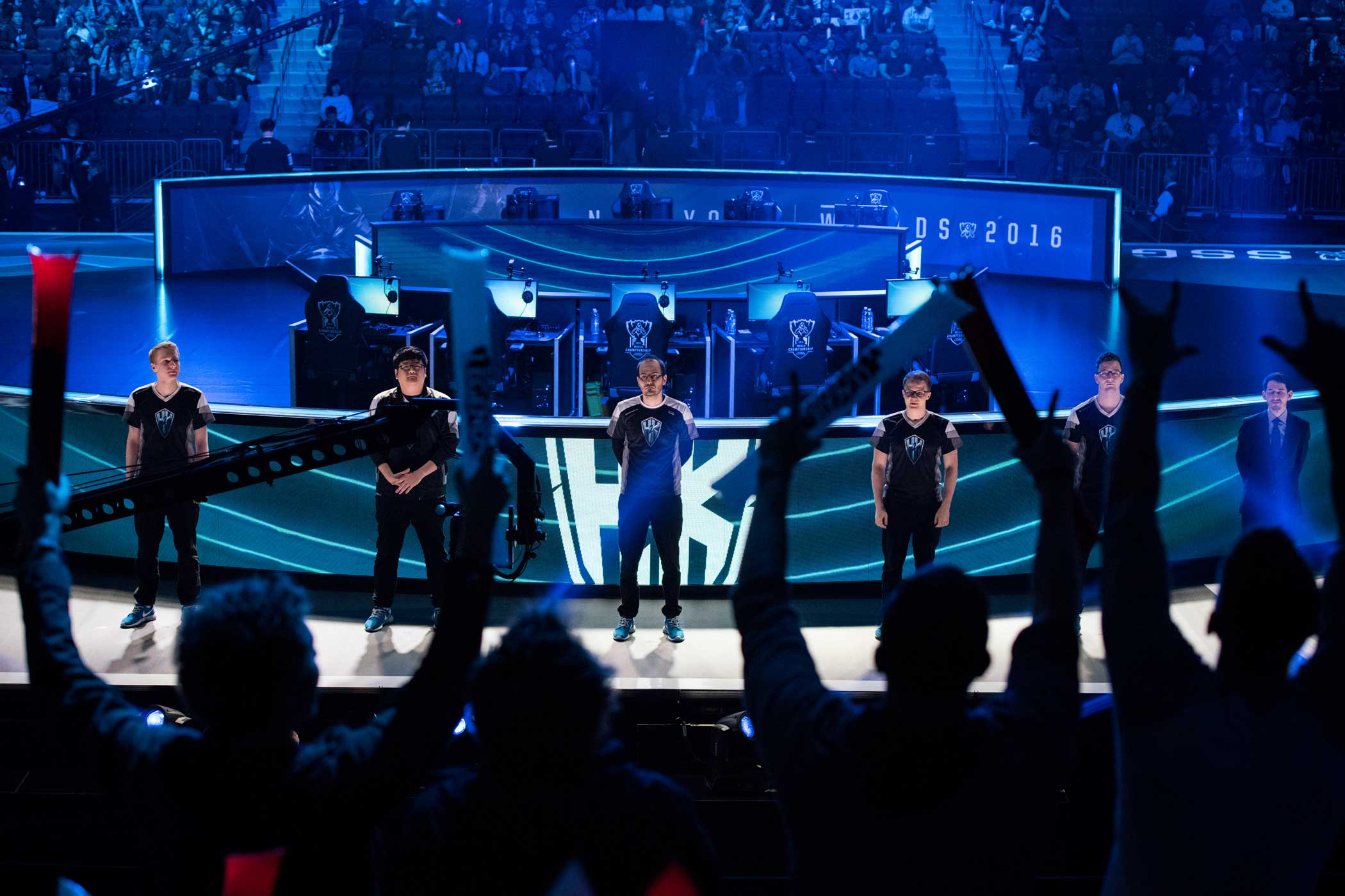 Fans cheer as H2k-Gaming is introduced before their semifinal matchup against Samsung Galaxy at Madison Square Garden on Saturday. Mark Kauzlarich for TIME