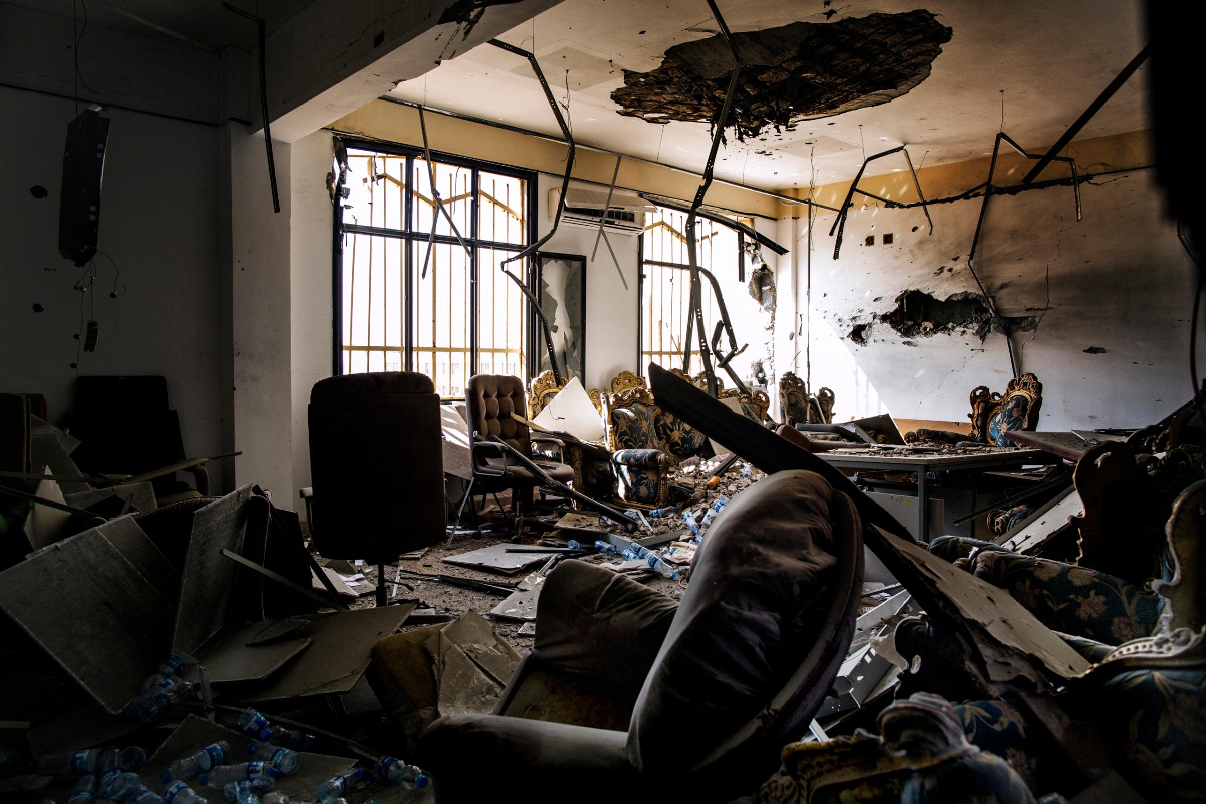 A destroyed room in the Central Bank of Sirte, Libya, Sept. 27, 2016.