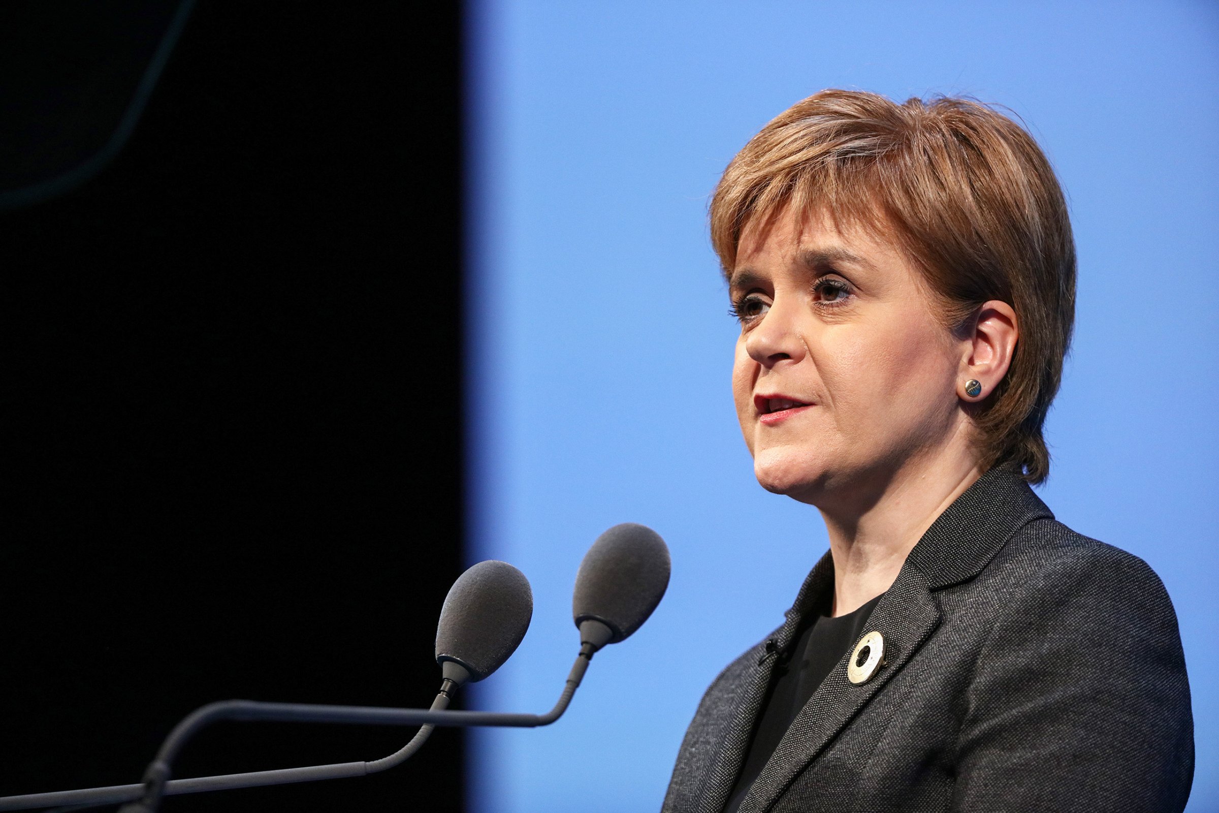 Nicola Sturgeon, Scotland's first minister and leader of the Scottish National Party (SNP), speaks during the Institute of Directors (IoD) Annual Convention 2016 at the Royal Albert Hall in London, U.K., on Sept. 27, 2016. Sturgeon said a second referendum on independence from the U.K. remains a possibility if Scotland can't stay in the European Union single market after Brexit.