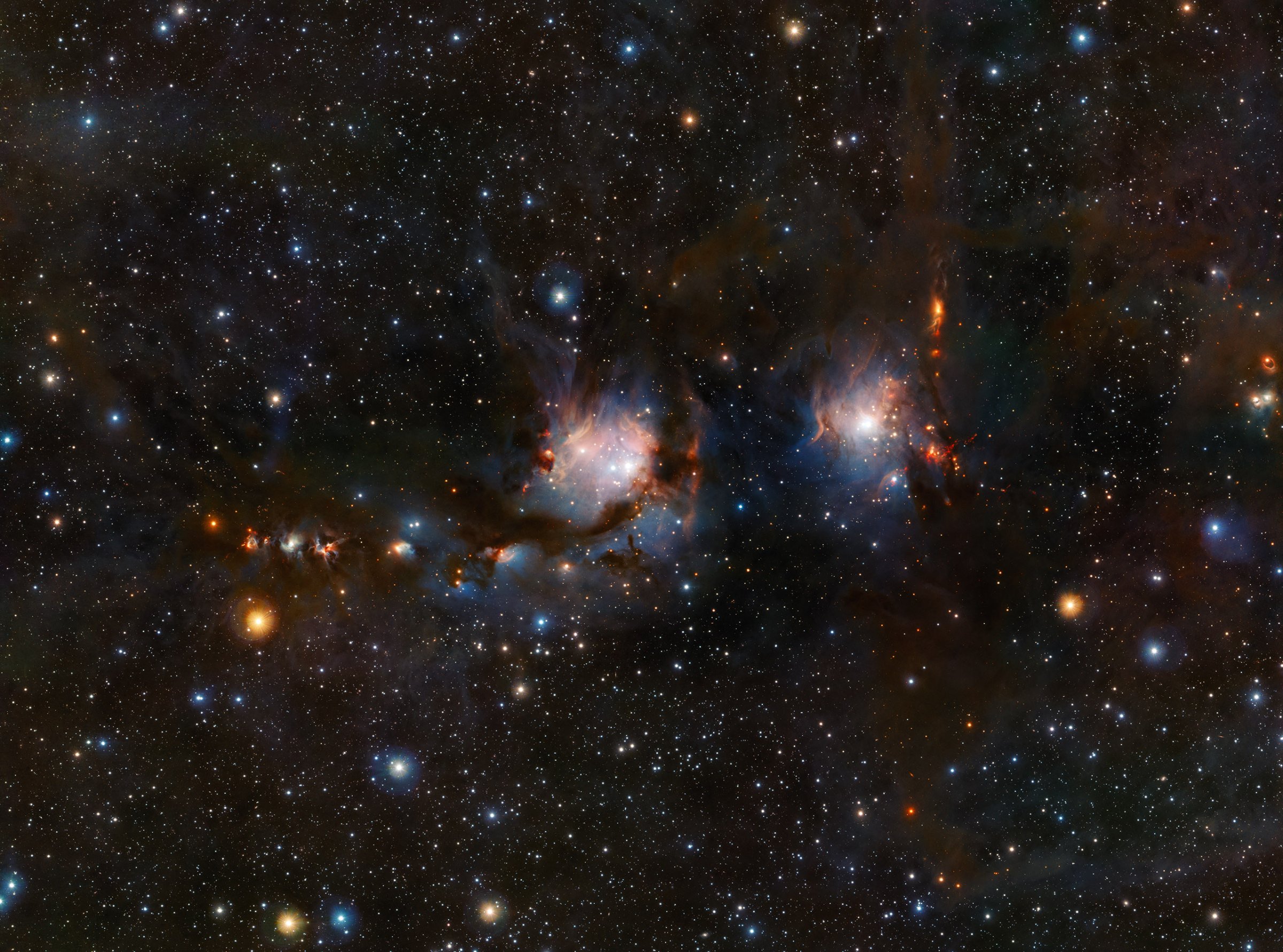 The star formation region, Messier 78, in the constellation of Orion (The Hunter), was taken with the VISTA infrared survey telescope at ESO’s Paranal Observatory in Chile and released on Oct. 5, 2016.