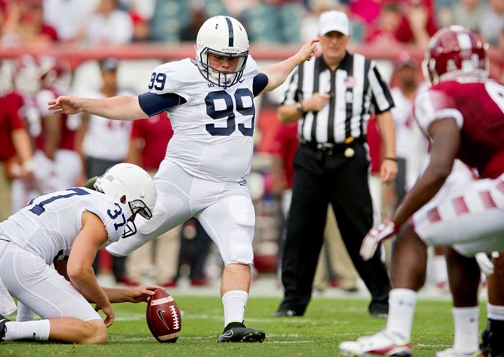 Penn State's Joey Julius kicked two field goals for the Nittany Lions in the first half of the Sept. 5, 2015 game against Temple at Lincoln Financial Field in Philadelphia, Pa.