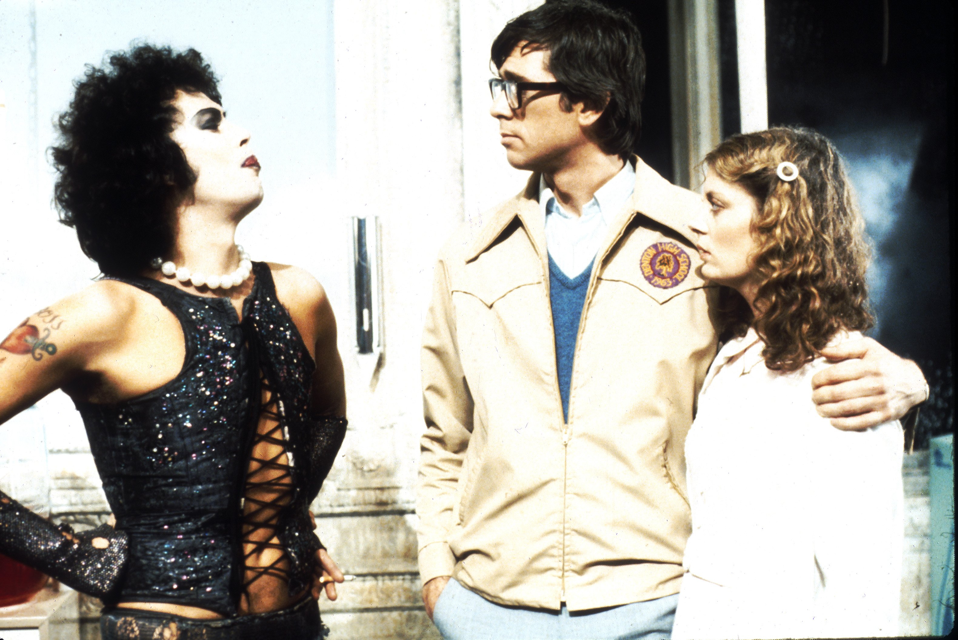 1975: Actors Tim Curry, Barry Bostwick and Susan Sarandon in scene from movie "The Rocky Horror Picture Show" directed by Jim Sharman. (Michael Ochs Archives—Getty Images)