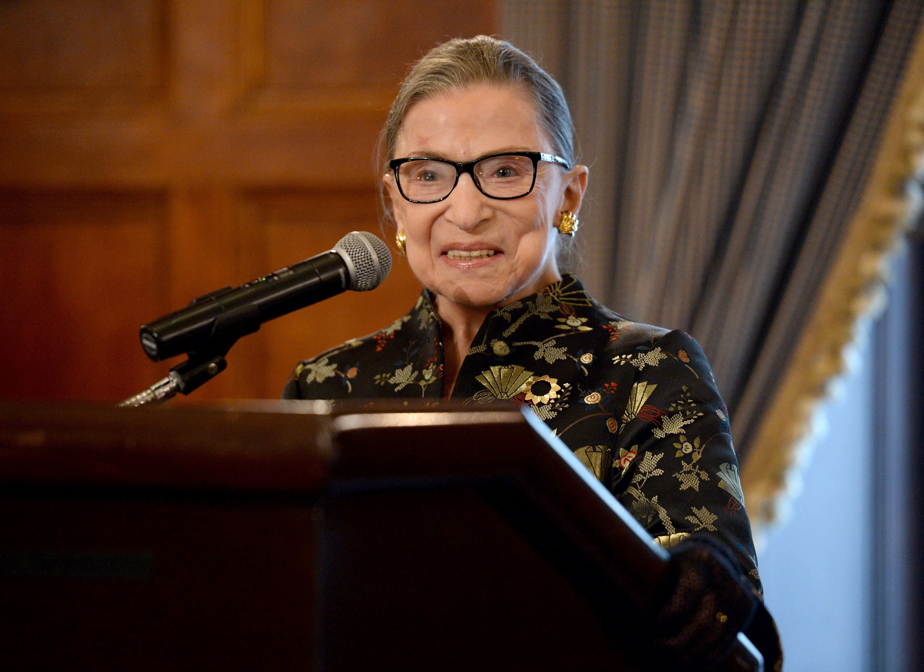 Supreme Court Justice Ruth Bader Ginsburg presents onstage at a reception before an event at the Temple Emanu-El Skirball Center on Sept. 21, 2016 in New York City. (Michael Kovac/Getty Images)