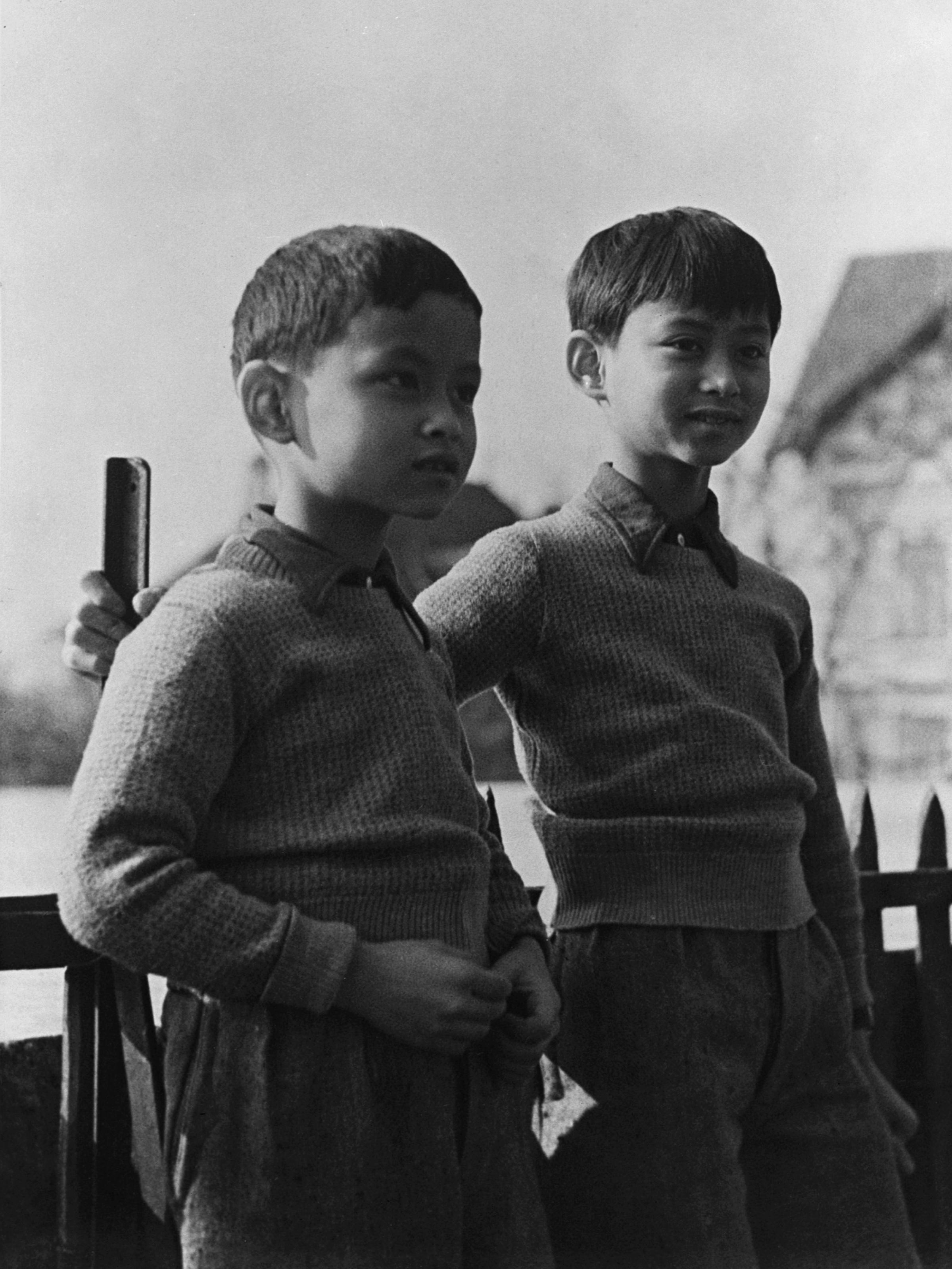 Prince Bhumibol (left), now King Bhumibol Adulyadej, with his brother Prince Ananda in Lausanne, Switzerland, March 7, 1935.