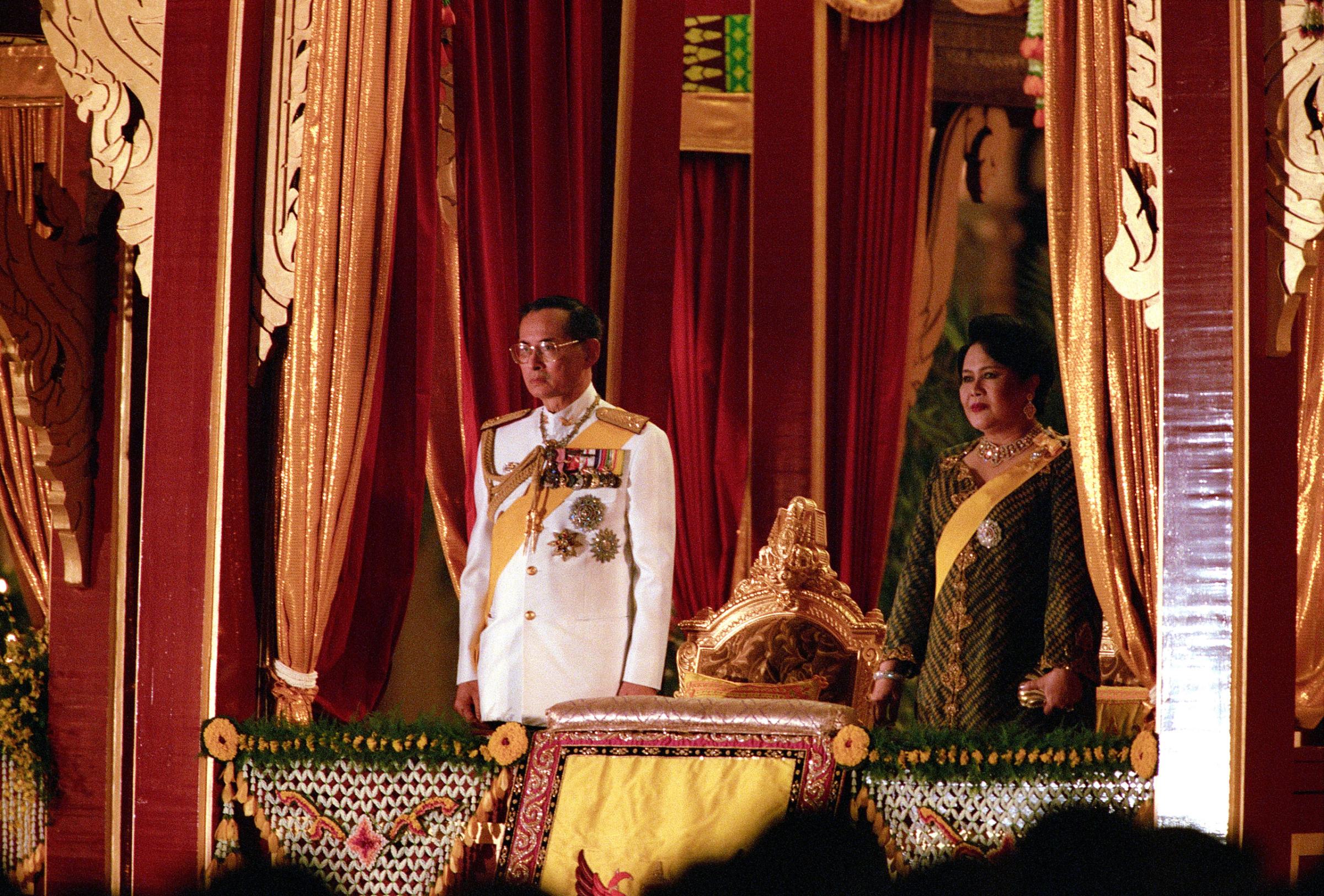 King Bhumibol Adulyadej and Queen Sirikit, Bangkok, Thailand, June 9,1996.