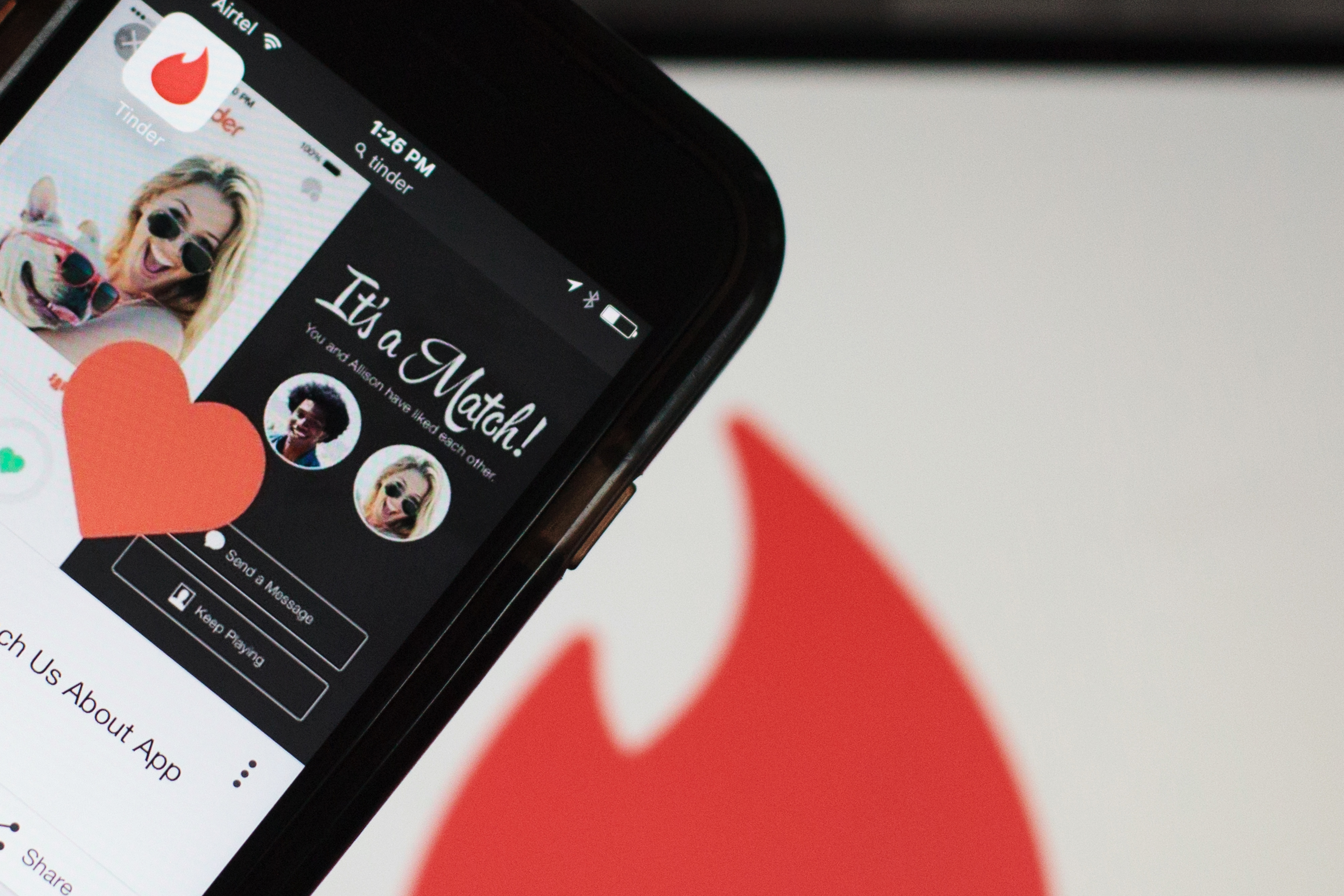 The Tinder Inc. application is displayed on a smartphone in an arranged photograph in New Delhi, India, on Friday, July 29, 2016. (Sara Hylton&mdash;Bloomberg /Getty Images)