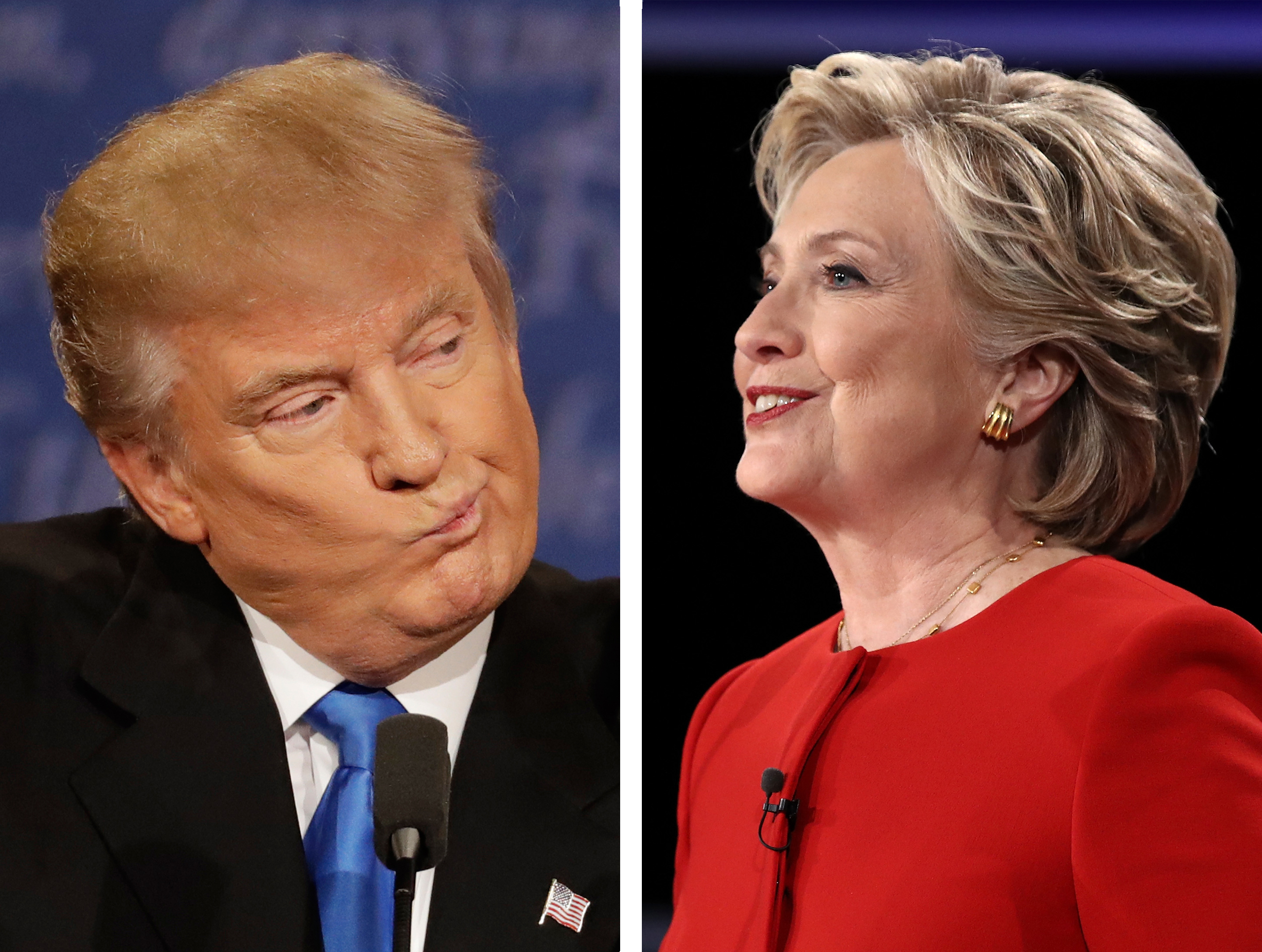 <i>Left</i>: Republican presidential nominee Donald Trump; <i>Right</i>: Democratic presidential nominee Hillary Clinton. (Patrick Semansky—AP; Win McNamee—Getty Images)