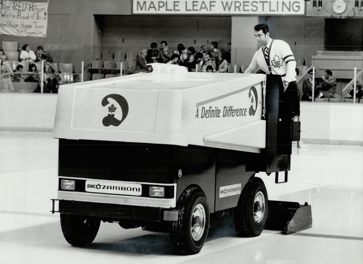 The Zamboni used to clear ice at Maple Leaf Gardens in Toronto in 1980 (Boris Spremo—Toronto Star / Getty Images)