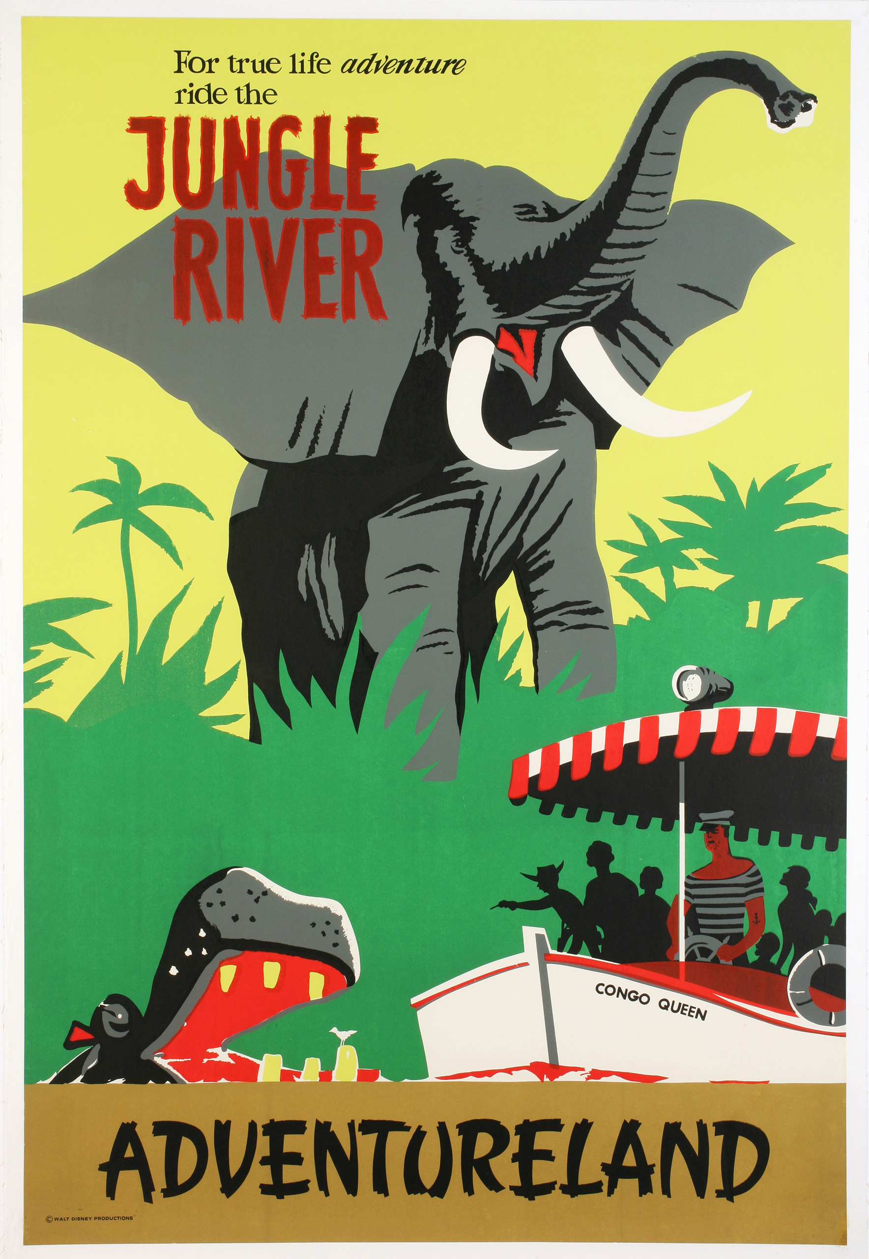 Original Disneyland "Jungle River" Attraction Poster. Disneyland, 1956.