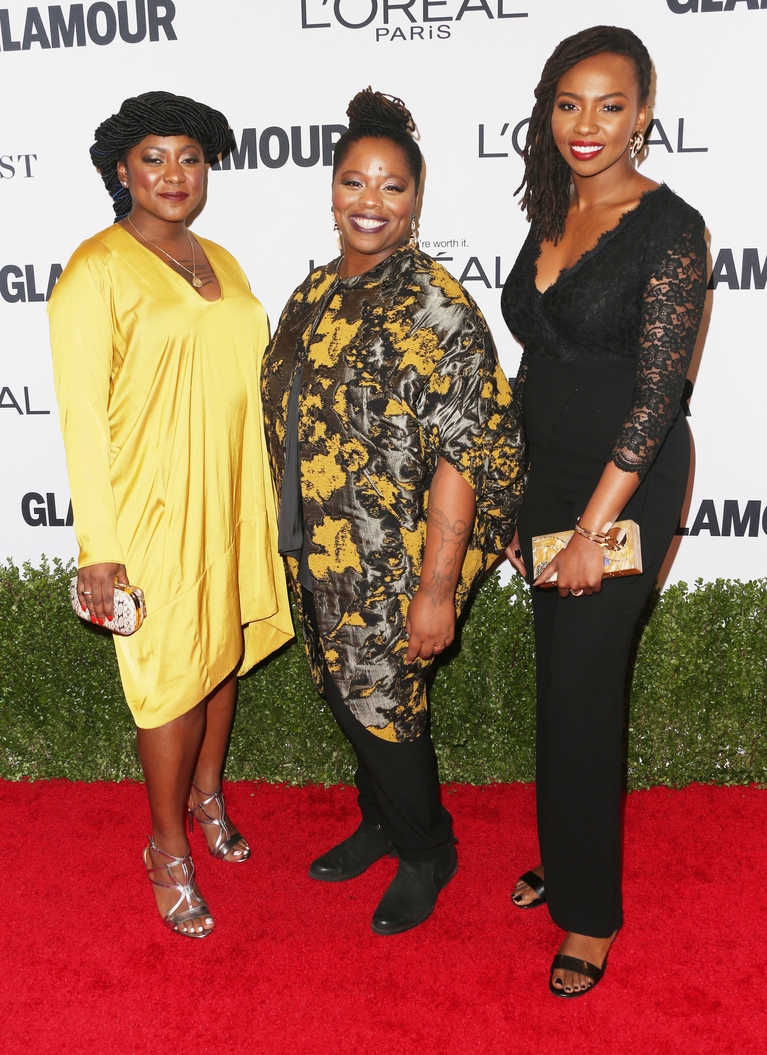(L-R) Black Lives Matter founders Alicia Garza, Patrisse Cullors and Opal Tometi attend Glamour Women Of The Year 2016 at NeueHouse Hollywood in Los Angeles, California, on Nov. 14, 2016. (Frederick M. Brown—Getty Images)