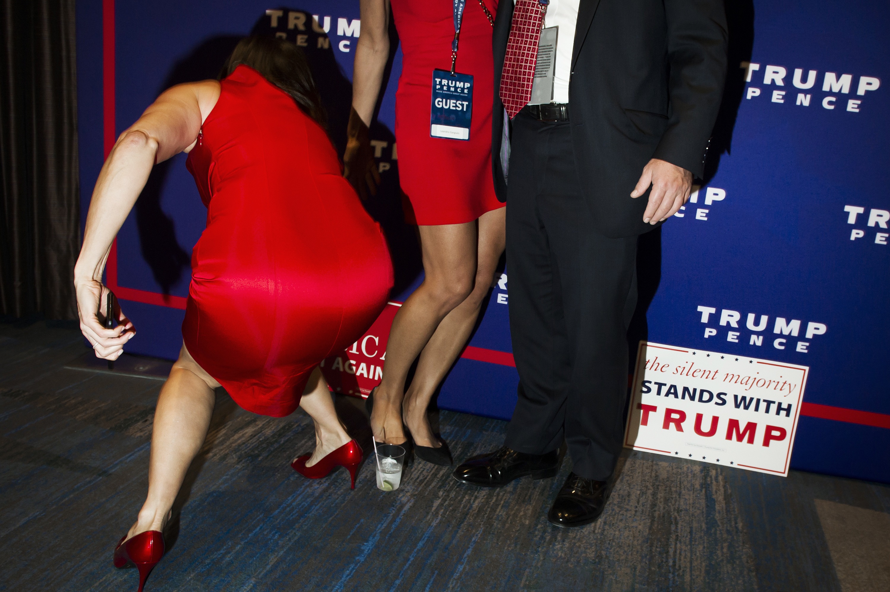 Scenes at an election night party for Republican presidential candidate Donald Trump, Tuesday, Nov. 8, 2016 in New York's Manhattan borough. Trump faces Democratic nominee Hillary Clinton in the contest for president of the United States.