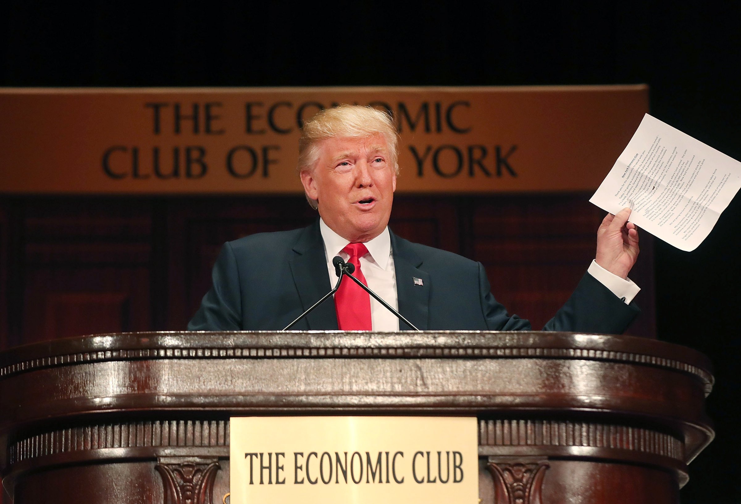 Presidential Candidate Donald Trump Speaks At The Economic Club Of New York
