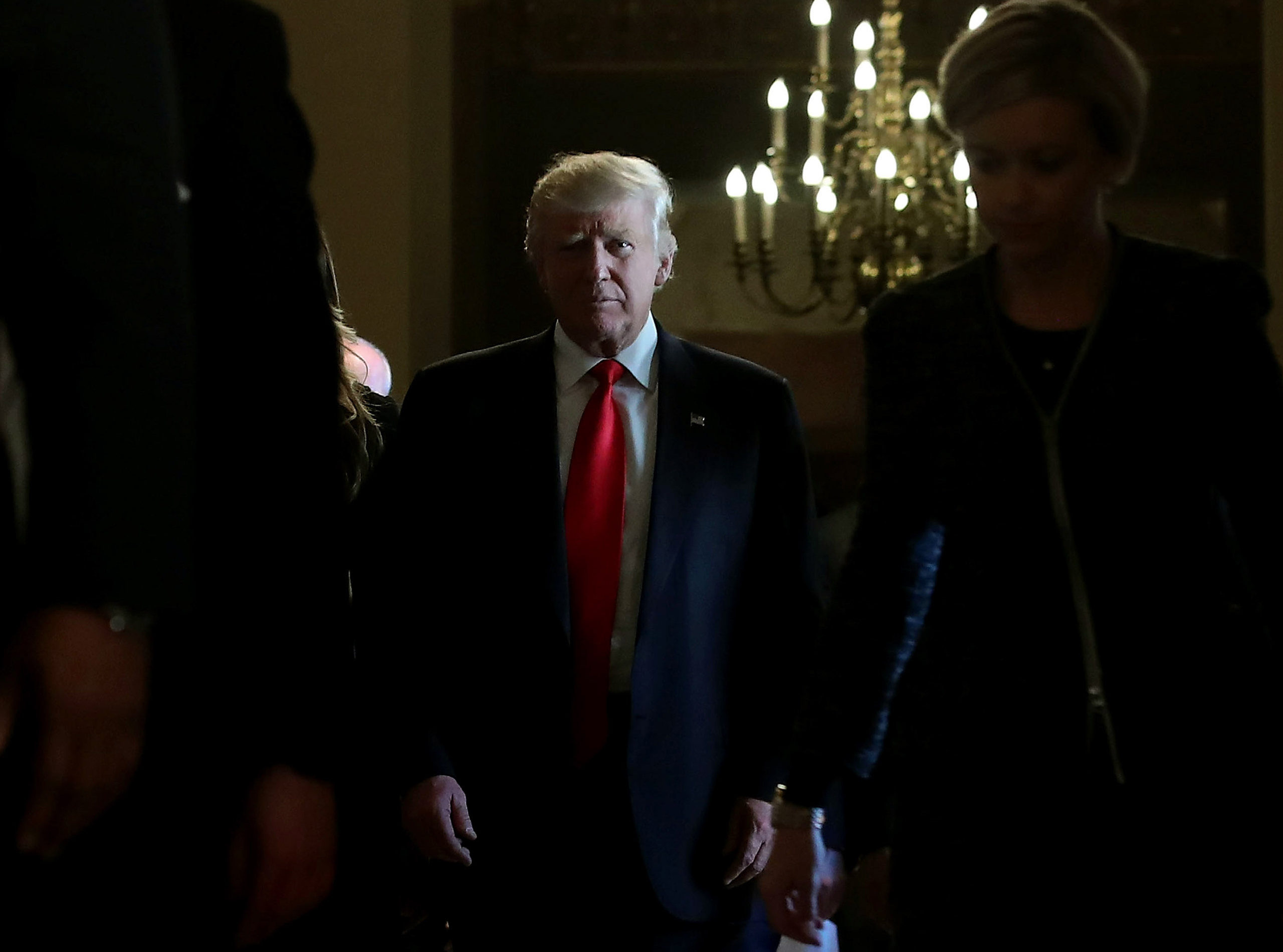 President-elect Donald Trump walks from a meeting with Senate Majority Leader Mitch McConnell at the U.S. Capitol in Washington on Nov. 10, 2016. (Mark Wilson—Getty Images)