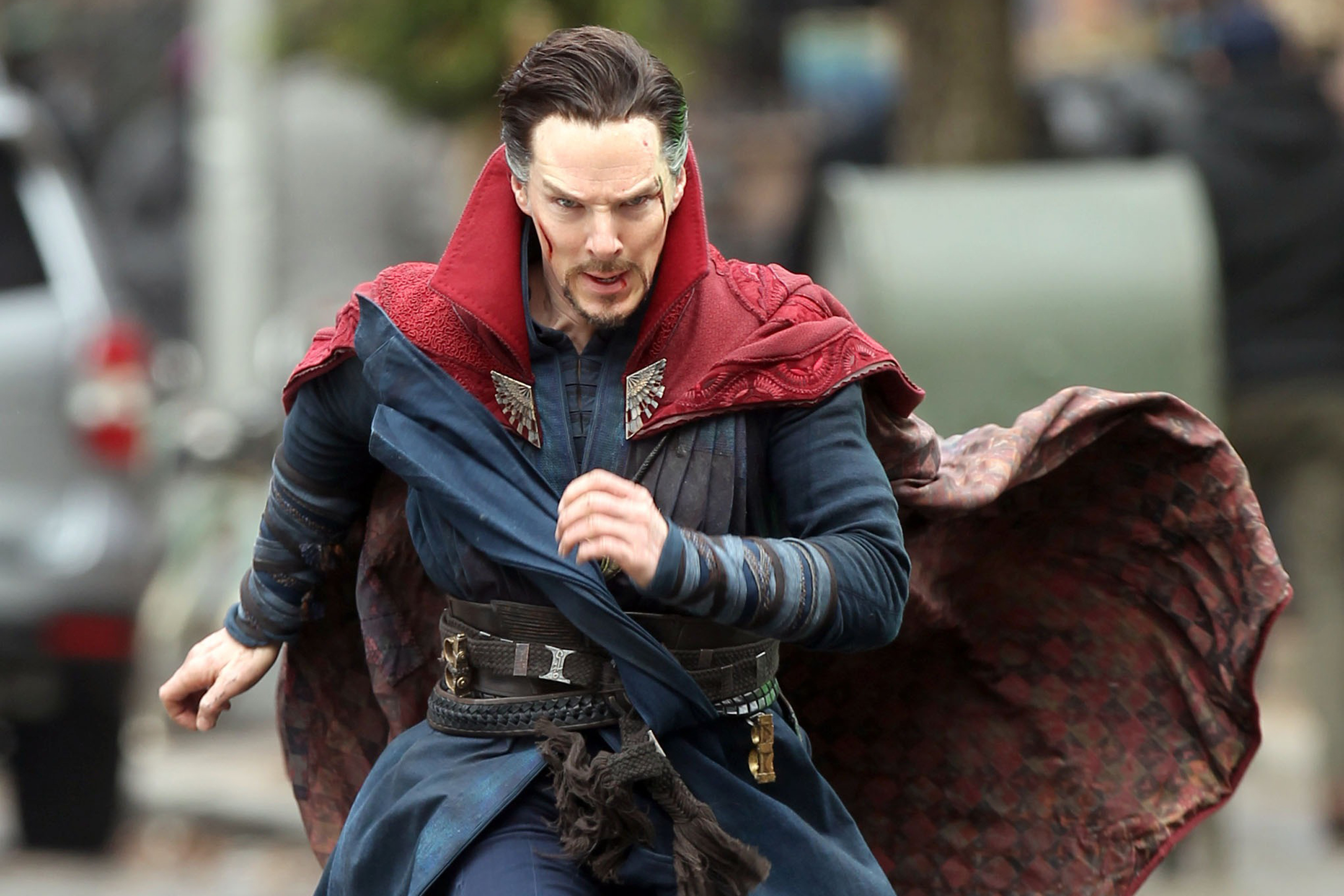 Benedict Cumberbatch filming "Doctor Strange" in New York City, on April 2, 2016. (Steve Sands—GC Images/Getty Images)