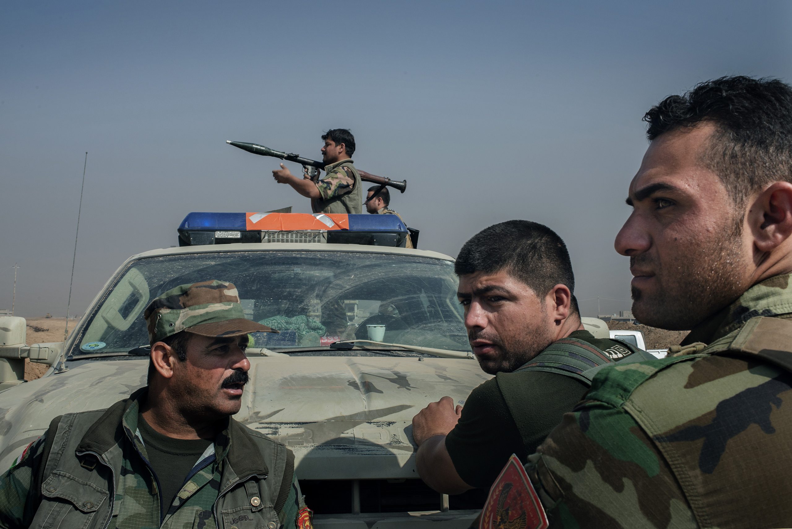 Kurdish fighters near the Bartella front during the operation led by Iraqi forces to retake Mosul from ISIS.