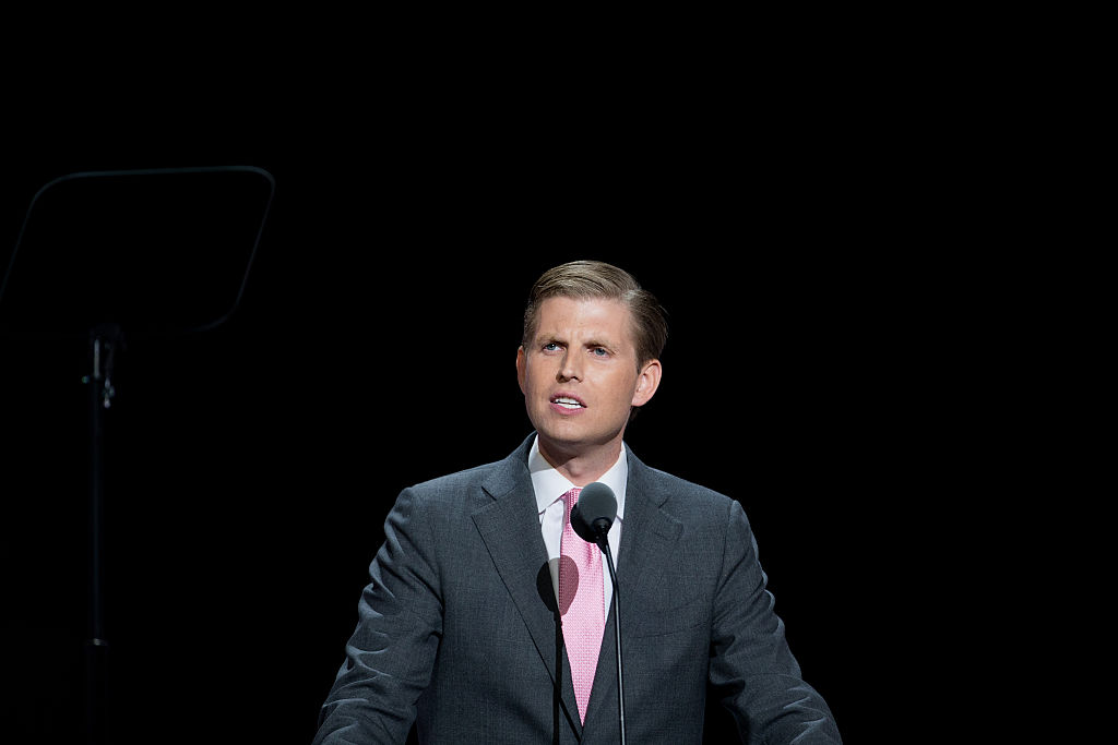 Eric Trump speaks on the third day of the Republican National Convention on July 20, 2016 at the Quicken Loans Arena in Cleveland, Ohio.