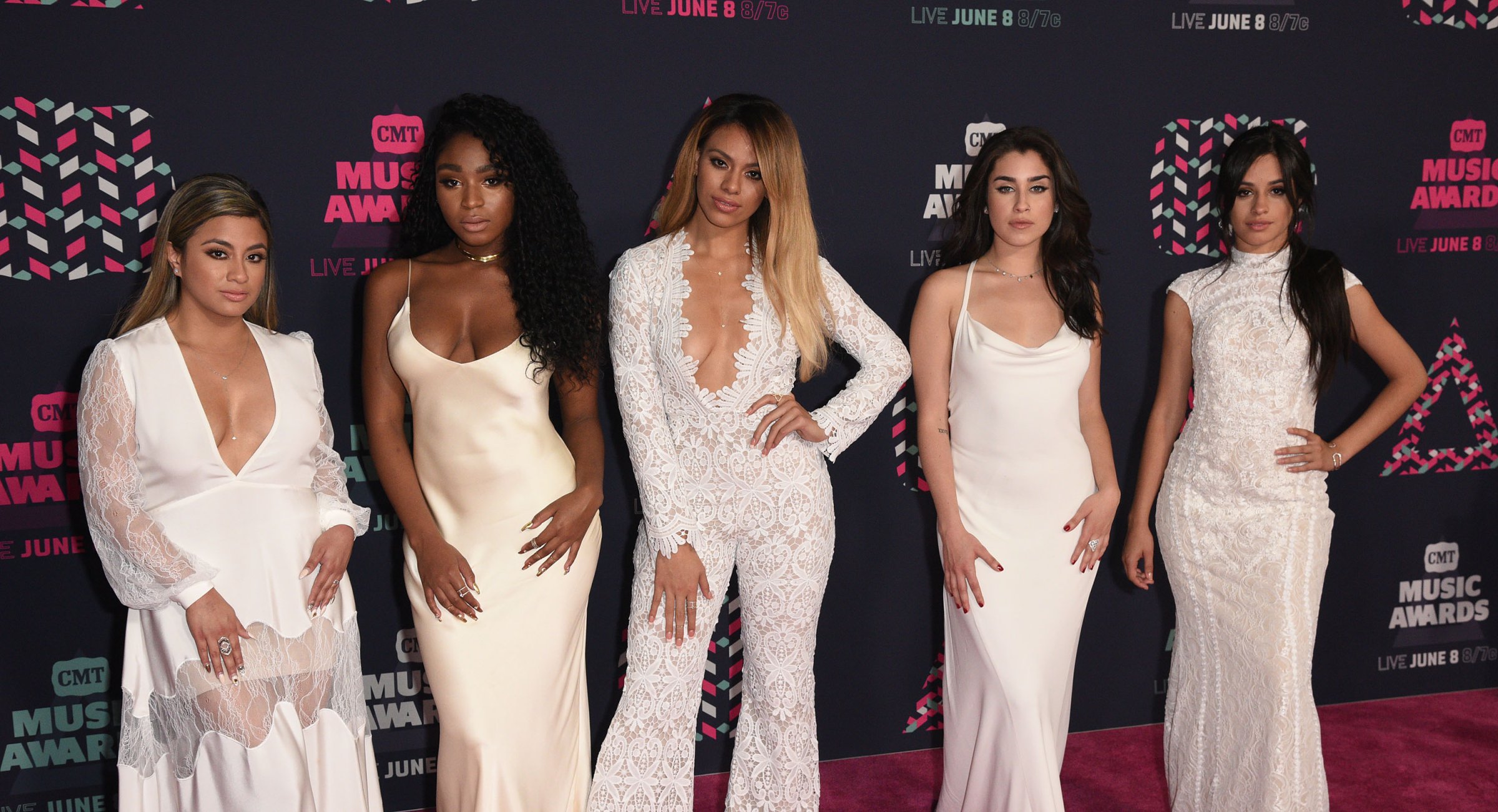 Ally Brooke, Normani Hamilton, Dinah-Jane Hansen, Lauren Jauregui and Camila Cabello of Fifth Harmony attend the 2016 CMT Music awards at the Bridgestone Arena on June 8, 2016 in Nashville, Tennessee.