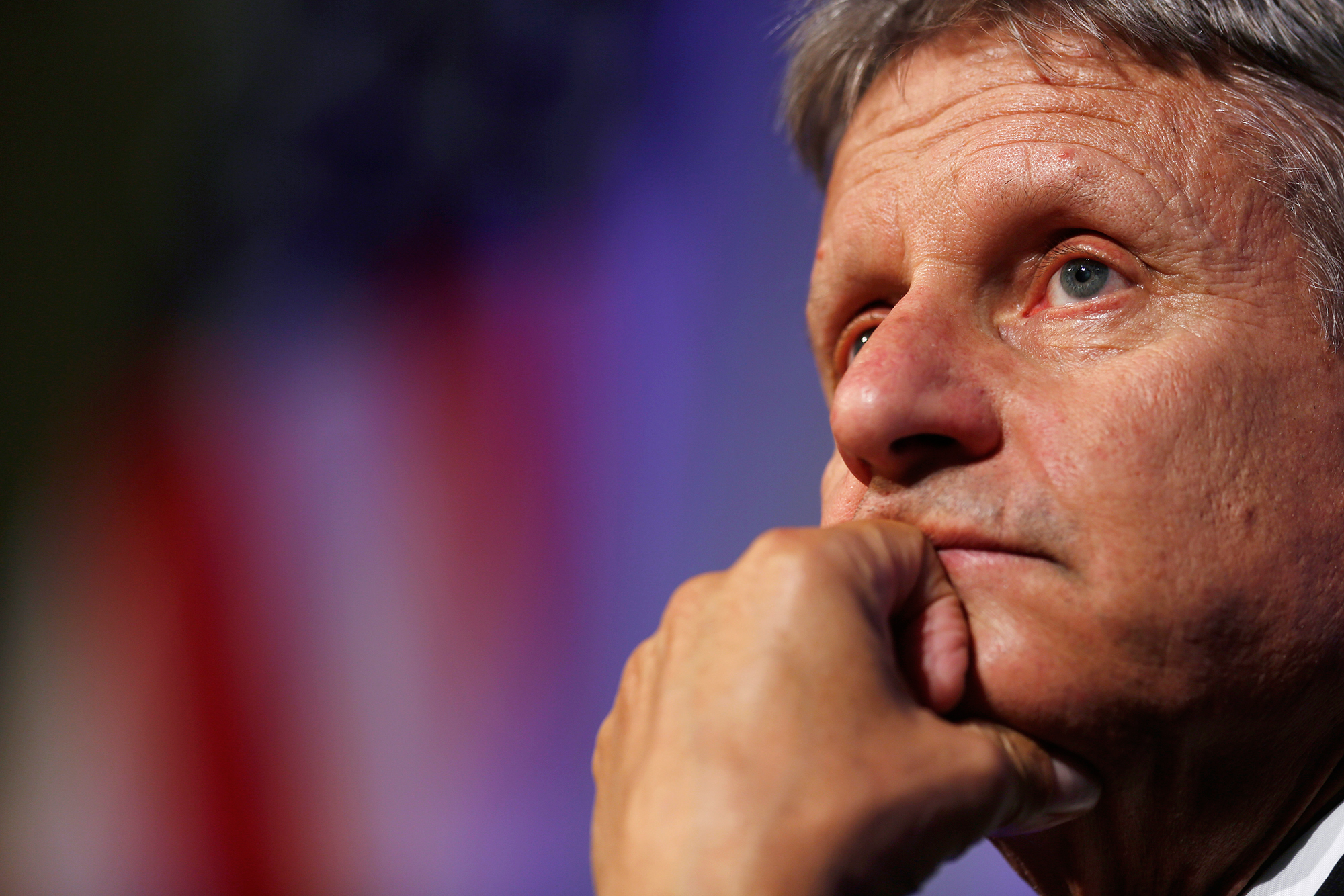 Gary Johnson, 2016 Libertarian presidential nominee, listens to questions from audience members during a campaign event at Purdue University in West Lafayette, Ind., on Sept. 13, 2016. (Luke Sharrett—Getty Images)