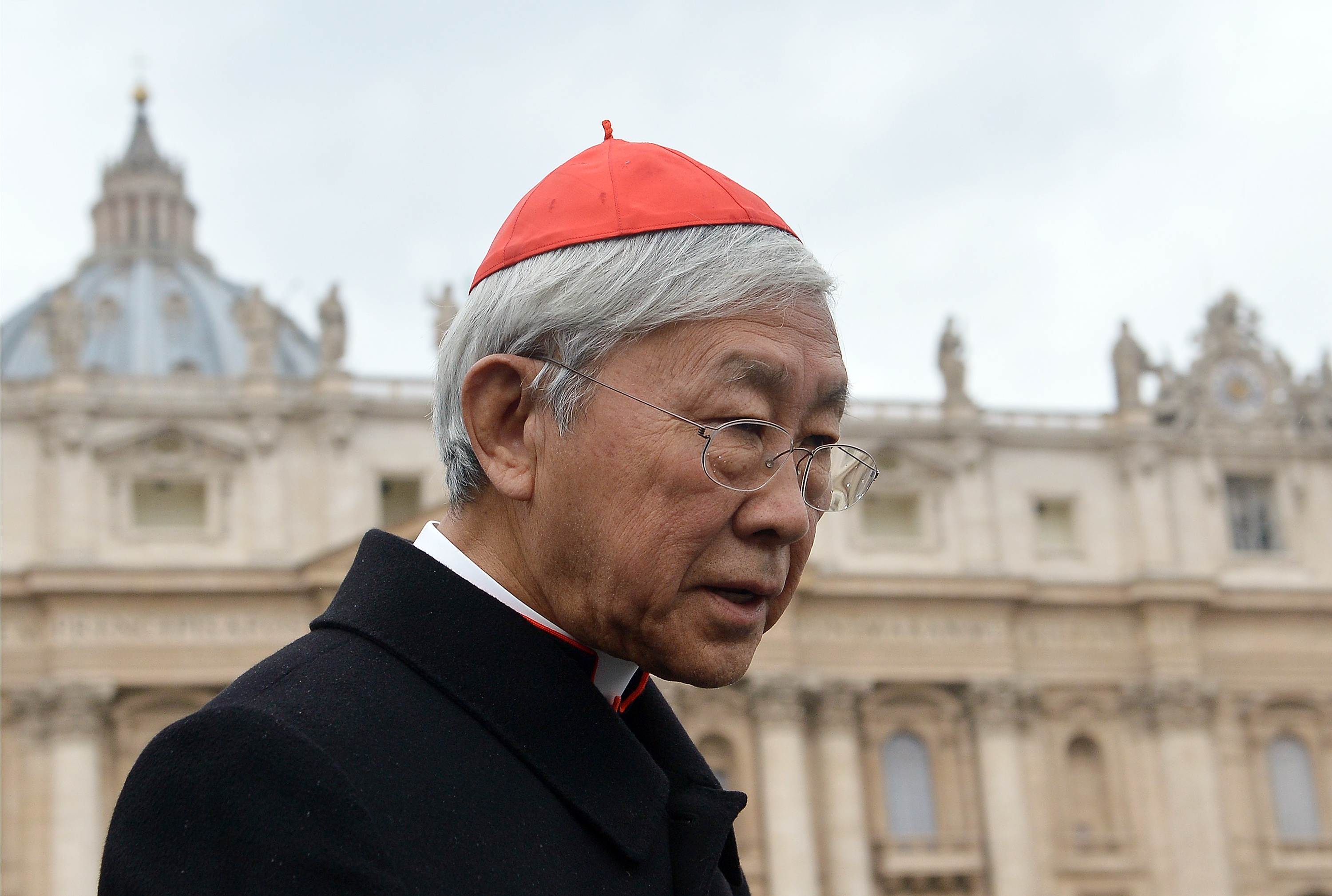 Hong Kong cardinal Joseph Zen Ze-Kiun walks on St Peter's square after a pre-conclave meeting on March 6, 2013 at the Vatican. (Alberto Pizzoli—AFP/Getty Images)