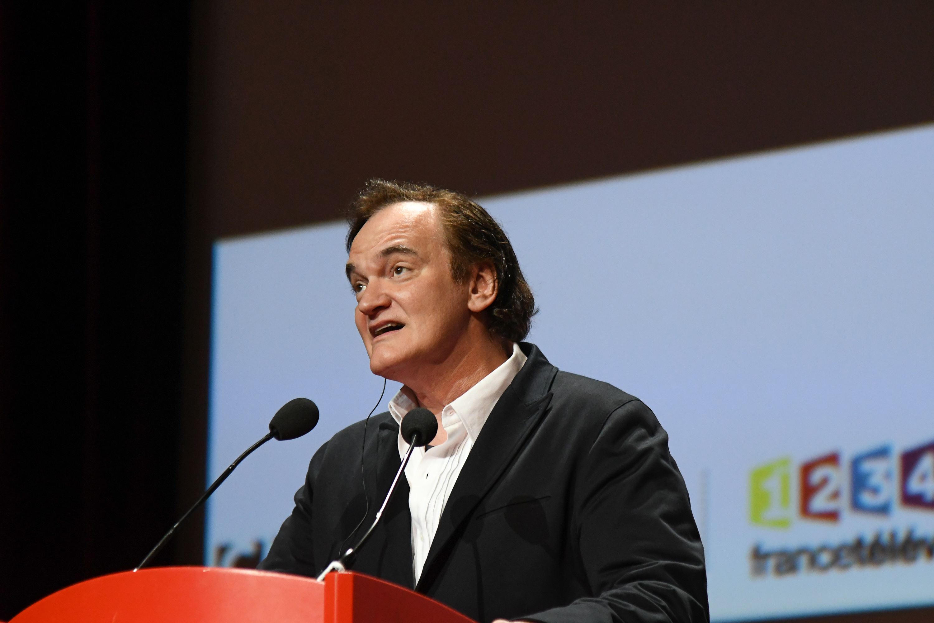 Quentin Tarentino delivers a speech during the "Prix Lumiere 2016" award during the 8th Film Festival Lumiere In Lyon, Fracne, Oct. 14, 2016. (Dominique Charriau—WireImage)