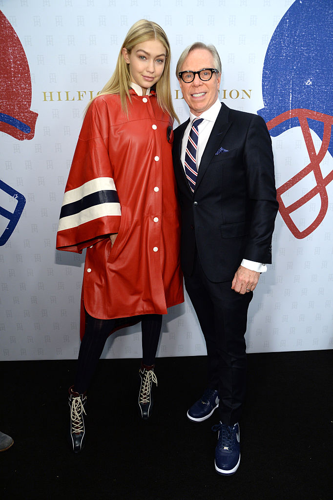 NEW YORK, NY - FEBRUARY 16:  Gigi Hadid and Tommy Hilfiger backstage at Tommy Hilfiger Women's Collection during Mercedes-Benz Fashion Week Fall 2015 at Park Avenue Armory on February 16, 2015 in New York City.  (Photo by Kevin Mazur/Getty Images for Tommy Hilfiger) (Kevin Mazur/Getty Images for Tommy Hilfiger)