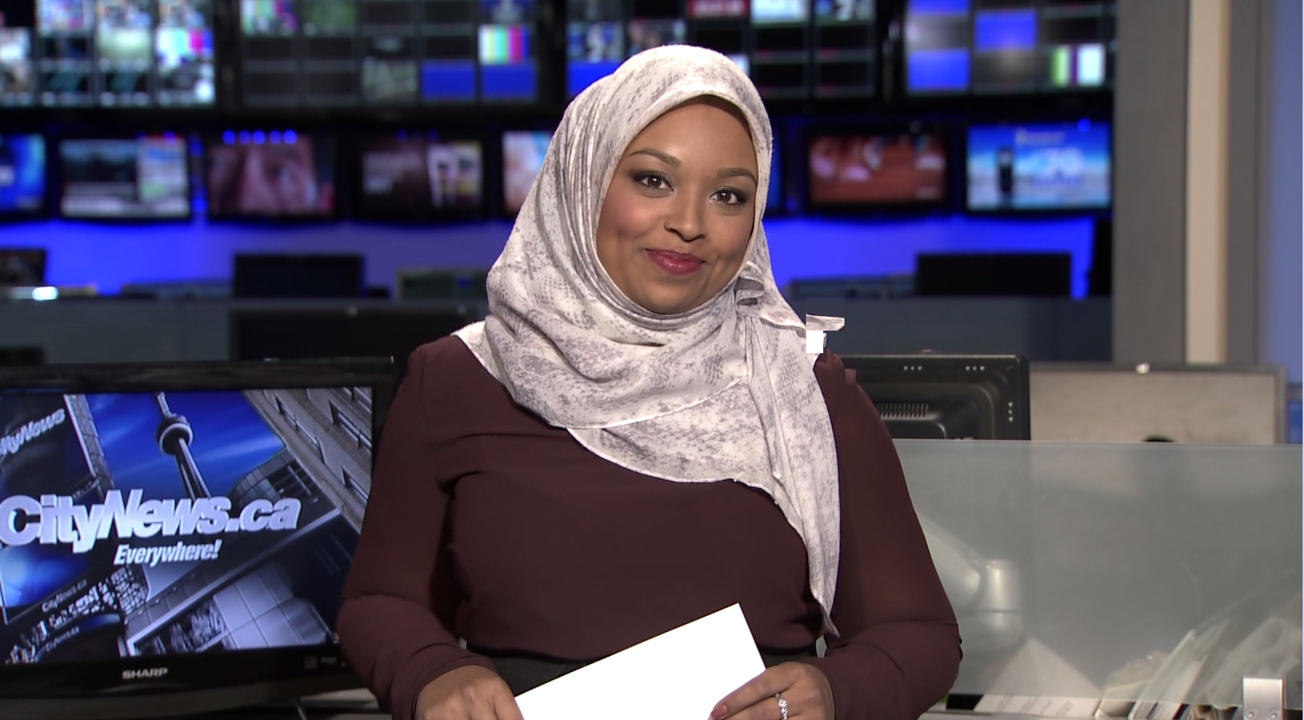 Massa, 29, said that she became Canada's first hijab-wearing television news reporter in 2015 while reporting for CTV News in Kitchener, Ontario, a city west of Toronto. She moved back to Toronto, where she grew up, earlier this year to take a reporting job at CityNews. (CityNews—AP)