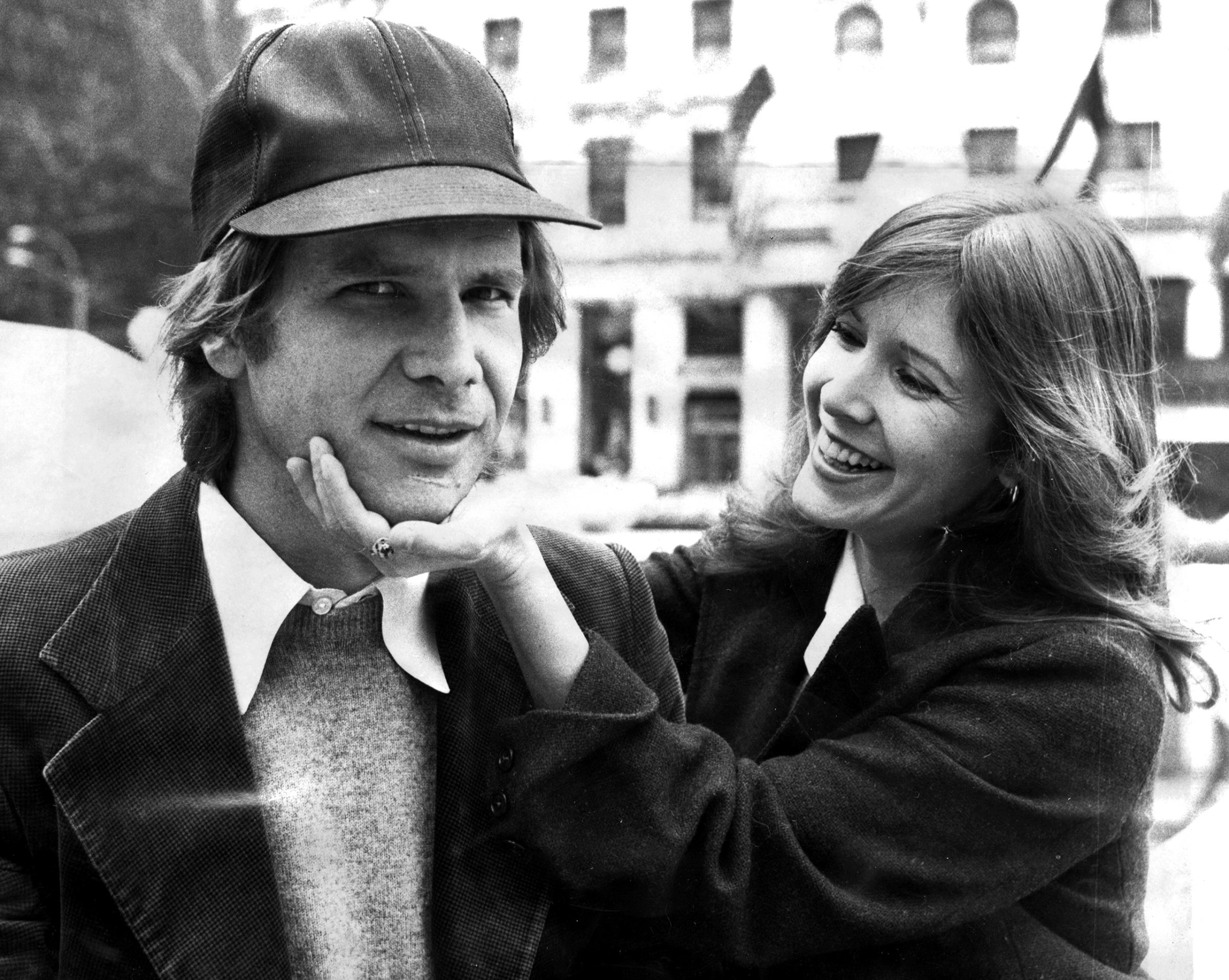 Harrison Ford and Carrie Fisher on Fifth Ave outside The Pla