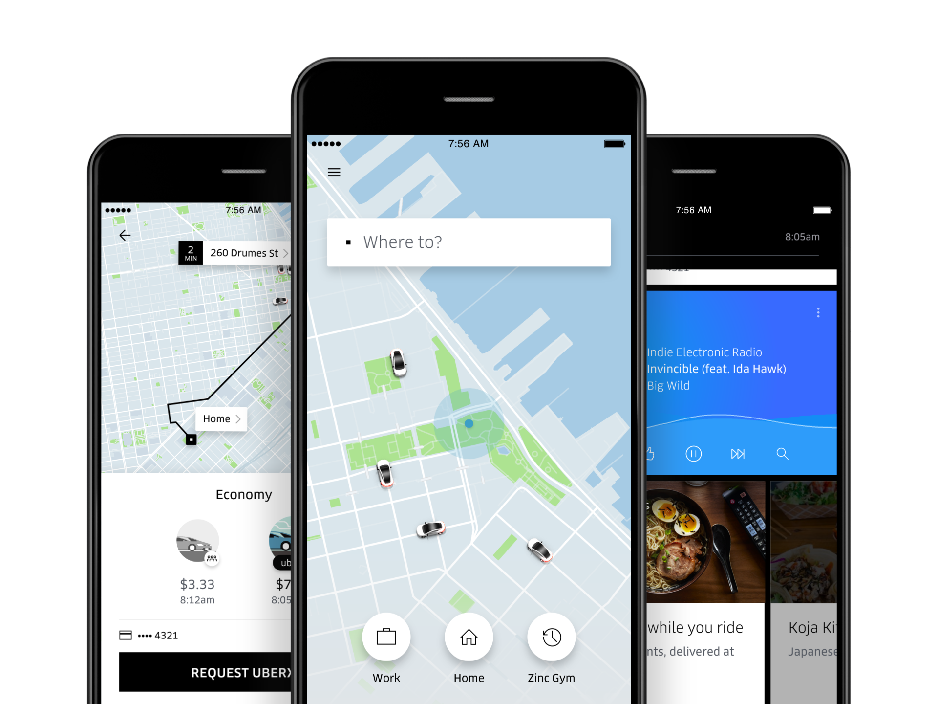 The updated Uber app will make suggestions about where a rider might want to go based on machine learning and new features like calendar integration. (Courtesy of Uber)