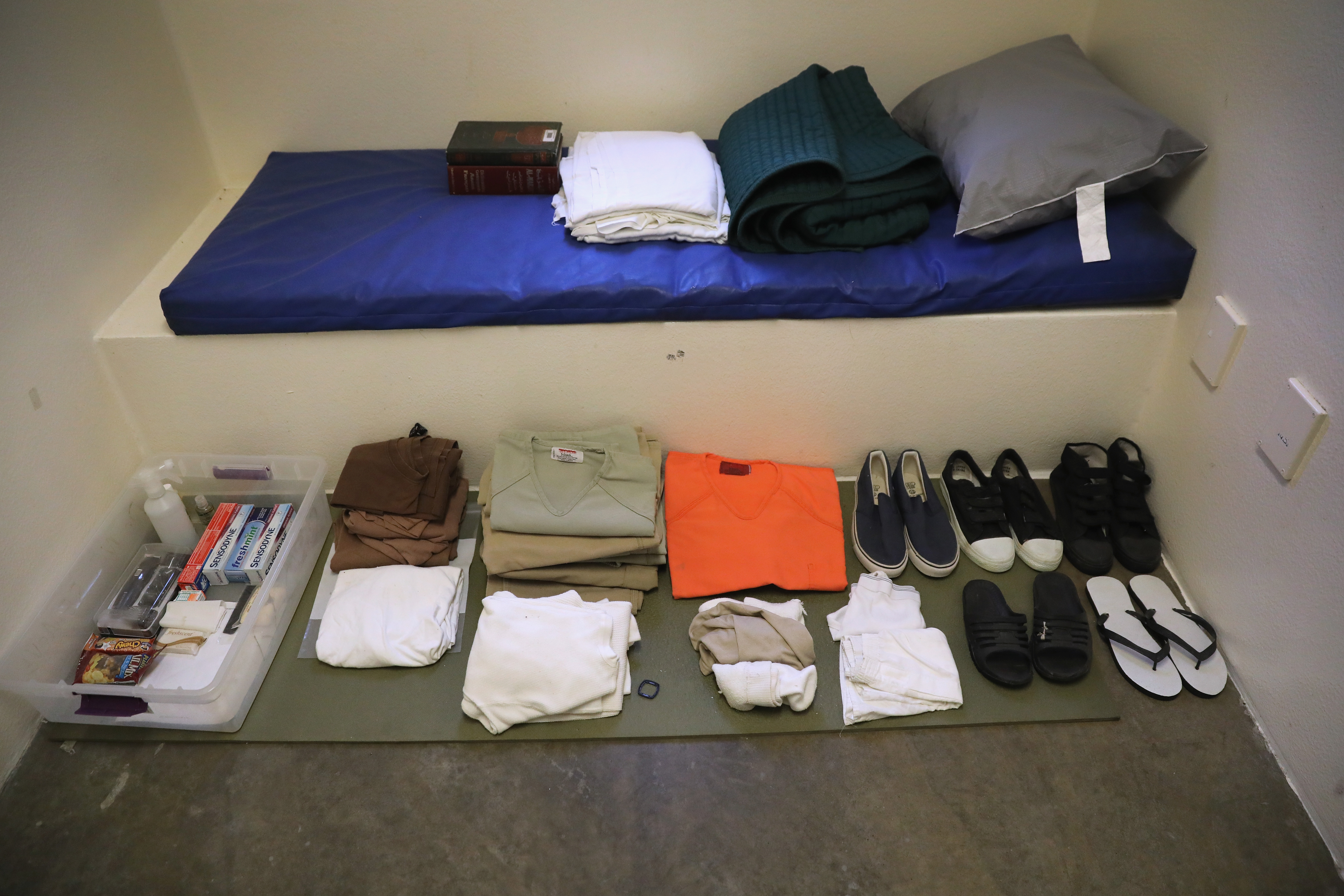 Permitted items for prisoners are displayed during a media tour of the  Gitmo  maximum security detention center on Oct. 22, 2016.
